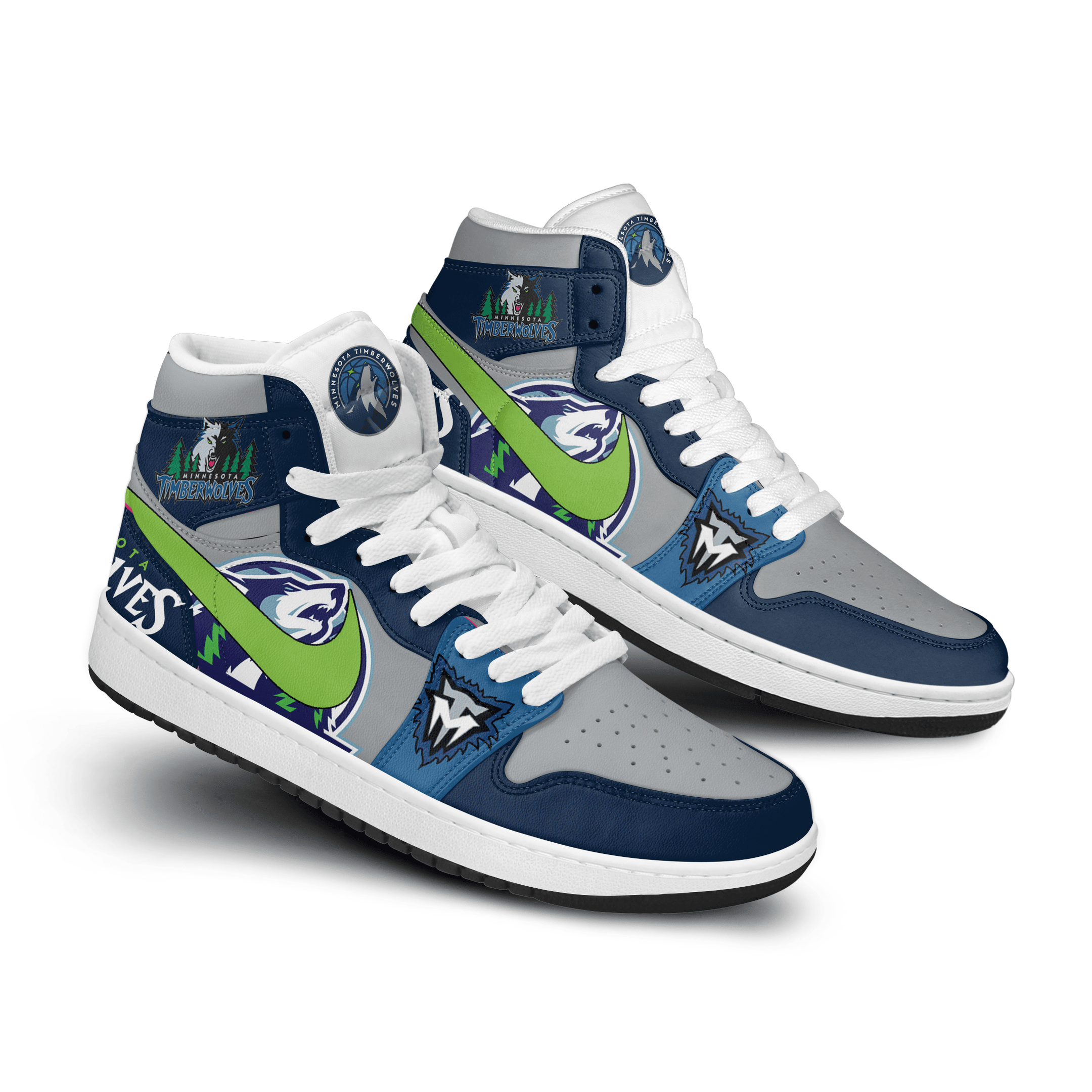 Minnesota Timberwolves Personalized Sport High-Top Sneakers Shoes Custom Name Design For Men And Women - Image 2