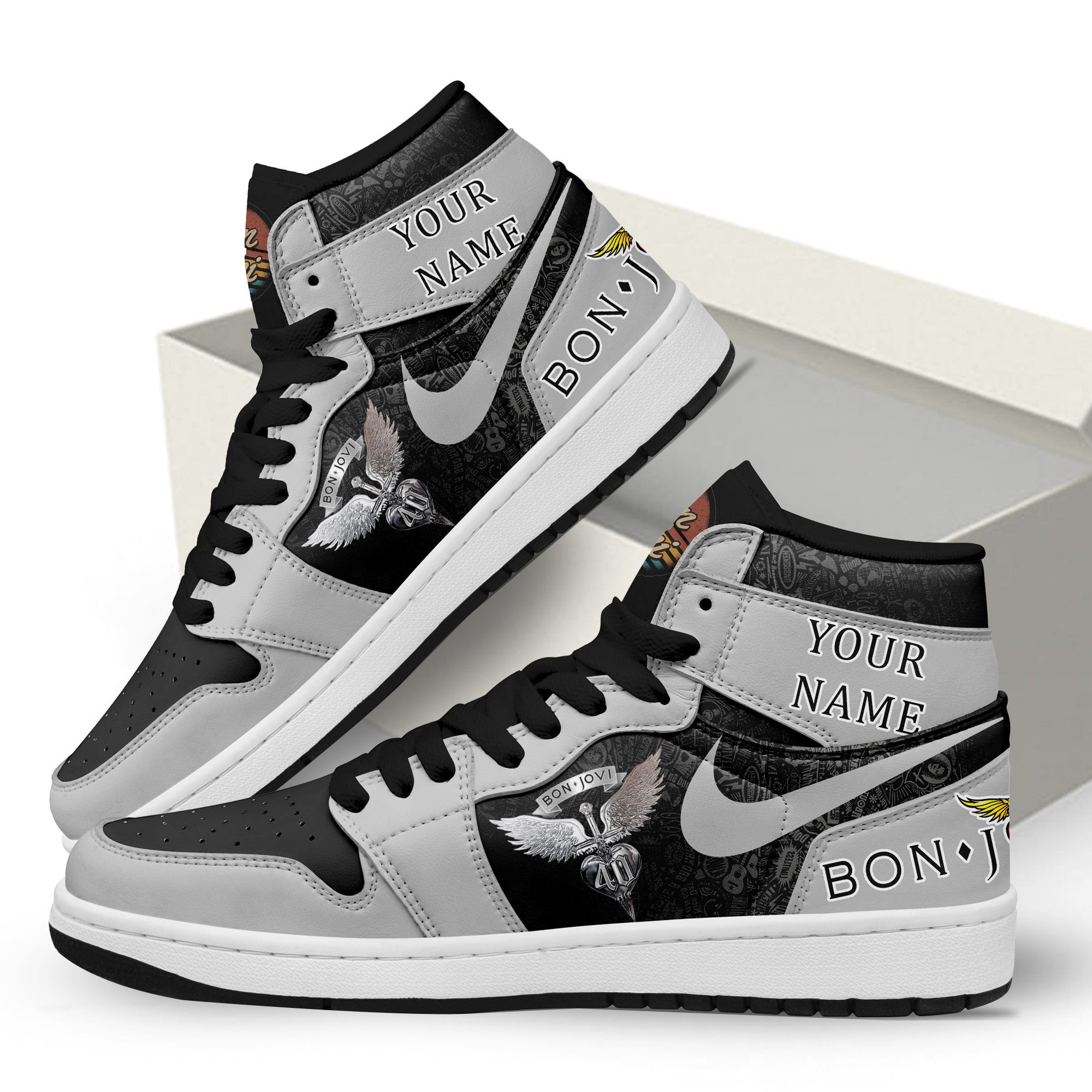 Bon Jovi Personalized Music High-Top Sneakers Shoes Custom Name Design For Men And Women - Image 2