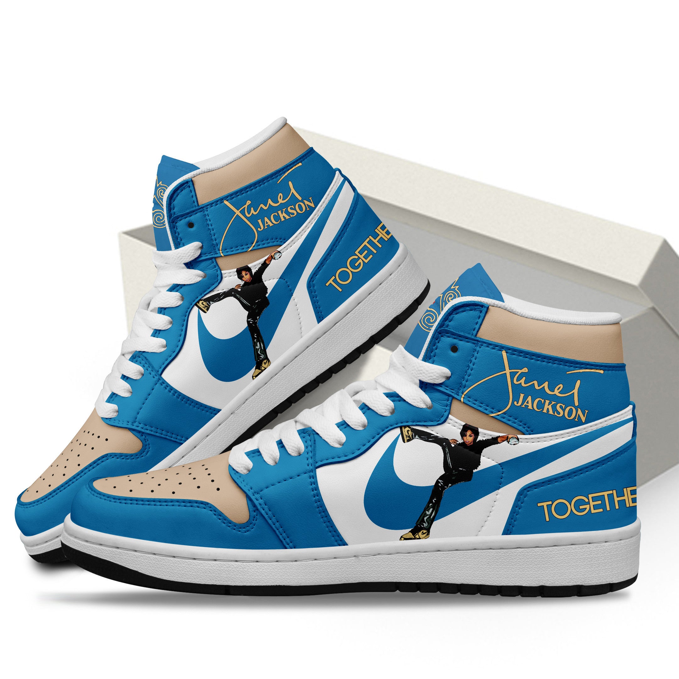 Janet Jackson Personalized Music High-Top Sneakers Shoes Custom Name Design For Men And Women - Image 2