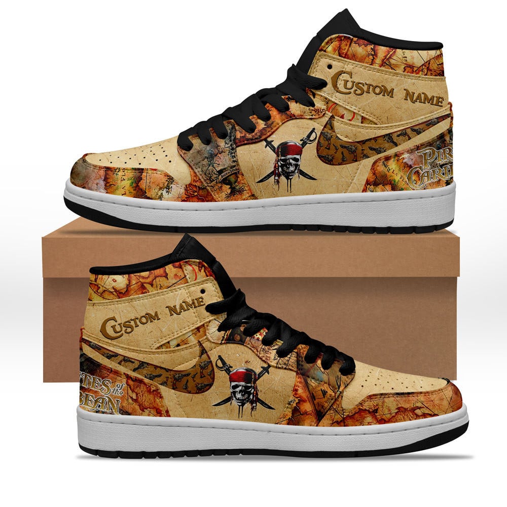 Pirates Of The Caribbean Personalized Movies High-Top Sneakers Shoes Custom Name Design For Men And Women - Image 2