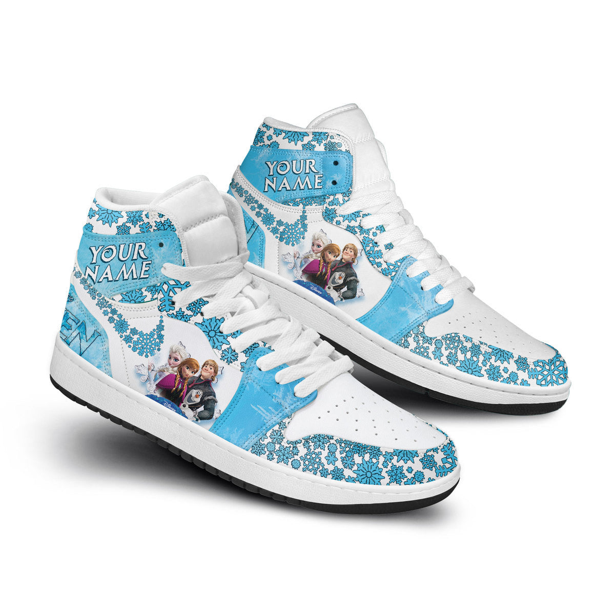 Frozen Elsa Personalized Cartoon High-Top Sneakers Shoes Custom Name Design For Men And Women - Image 2