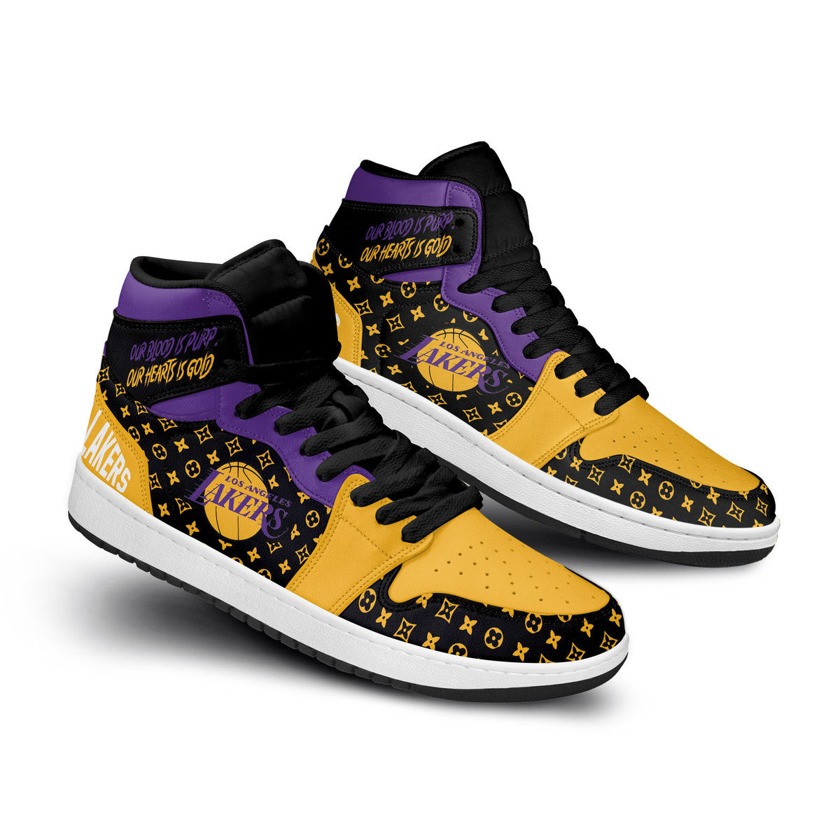 Los Angeles Lakers Personalized Sport High-Top Sneakers Shoes Custom Name Design For Men And Women - Image 2