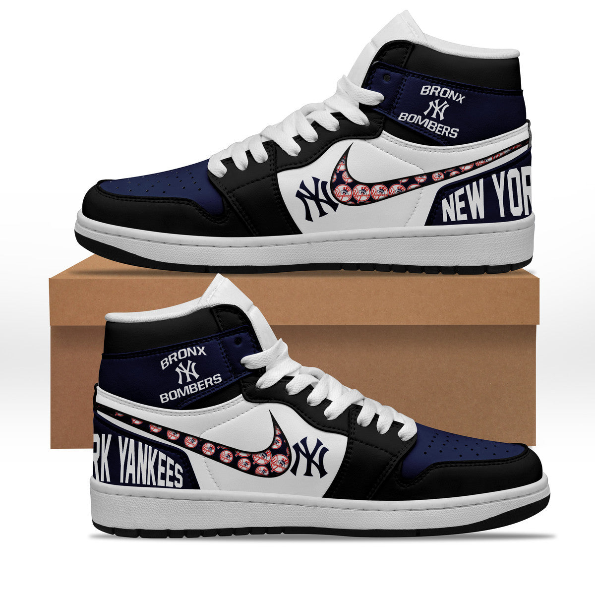 New York Yankees Personalized Sport High-Top Sneakers Shoes Custom Name Design For Men And Women - Image 2