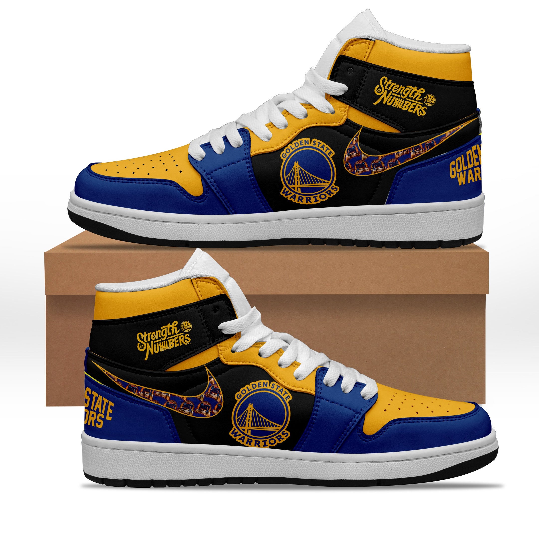 Golden State Warriors Personalized Sport High-Top Sneakers Shoes Custom Name Design For Men And Women - Image 2