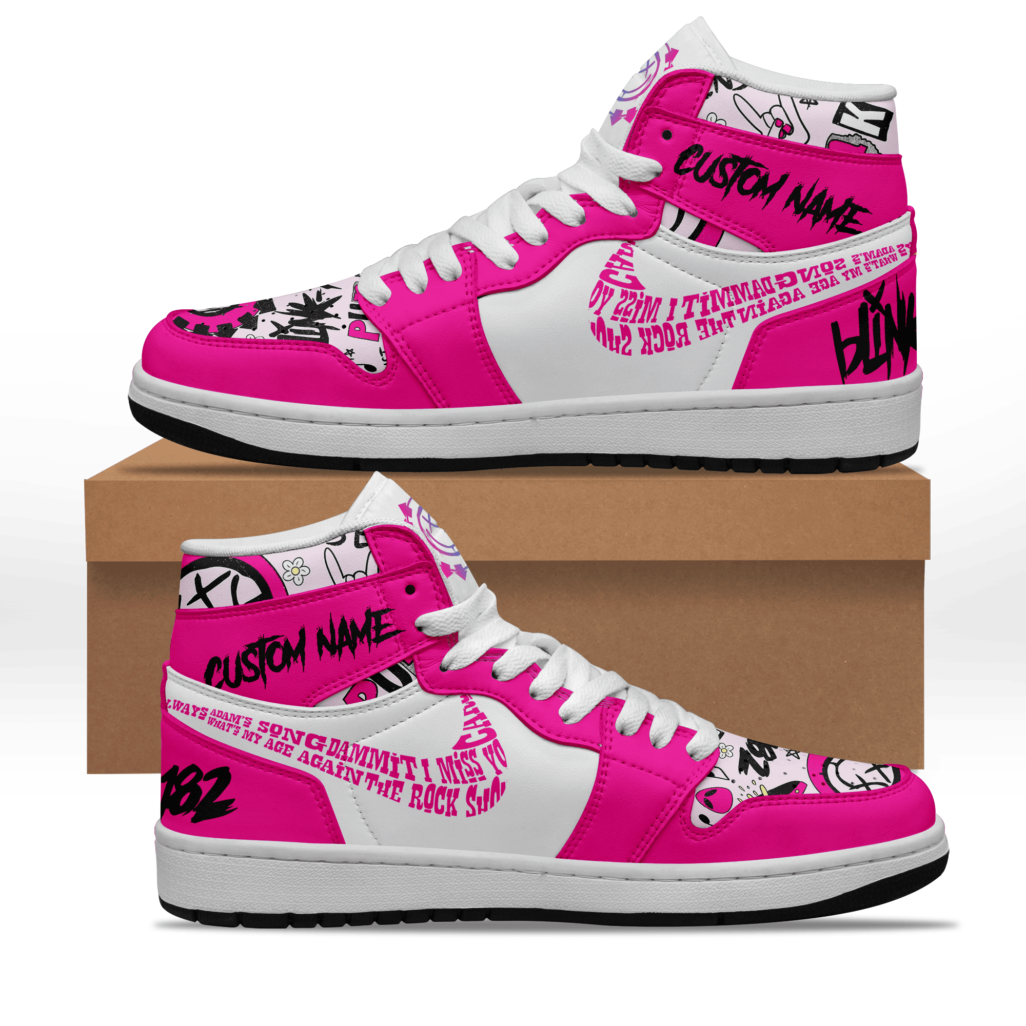 Blink 182Personalized Music High-Top Sneakers Shoes Custom Name Design For Men And Women - Image 2