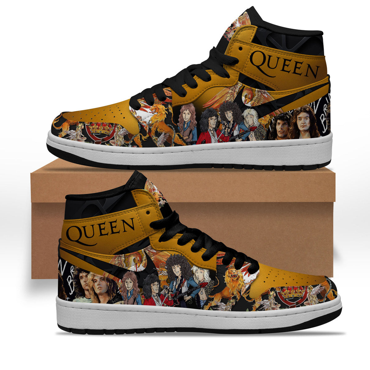 Queen Personalized Music High-Top Sneakers Shoes Custom Name Design For Men And Women - Image 2