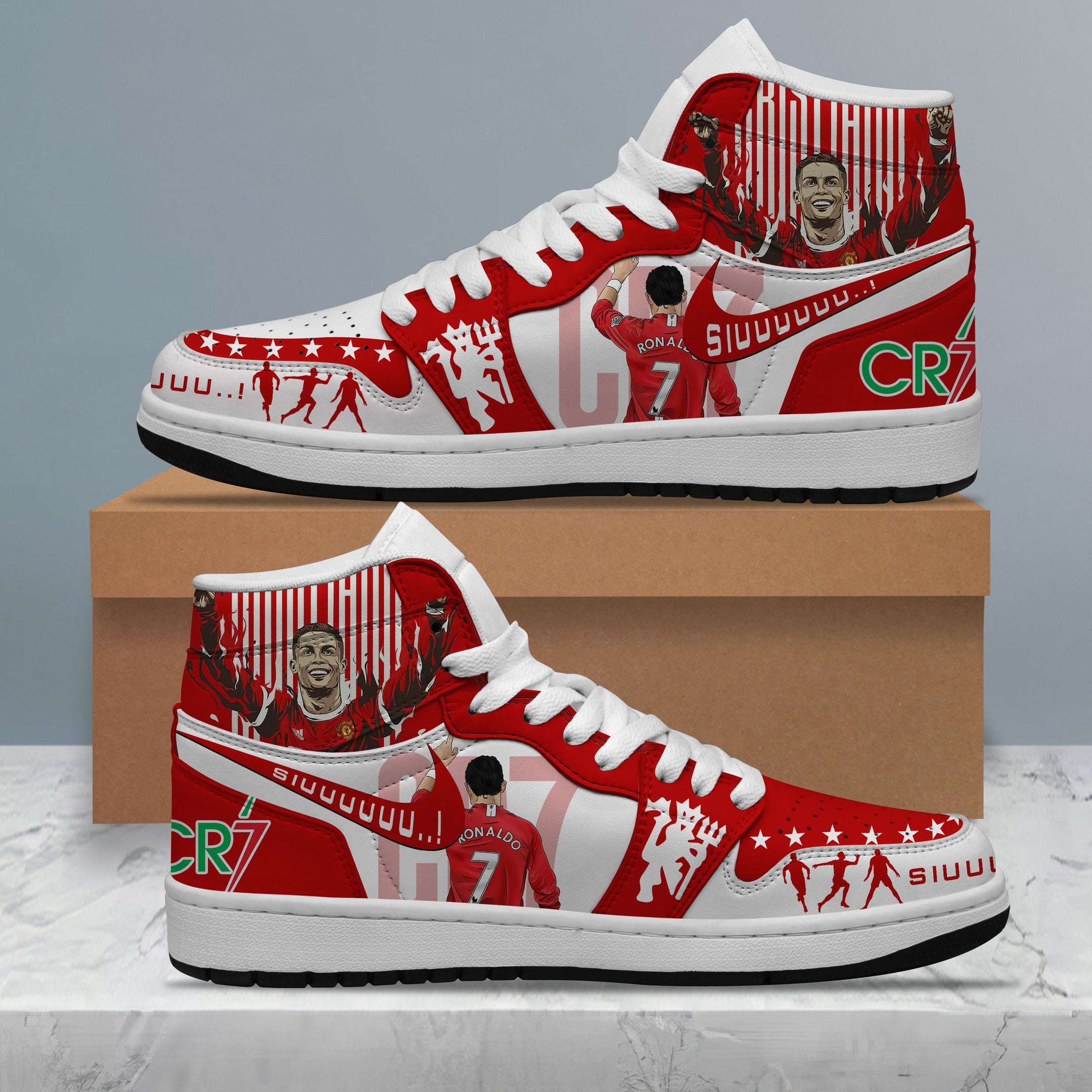 Cristiano Ronaldo Personalized Sport High-Top Sneakers Shoes Custom Name Design For Men And Women - Image 2