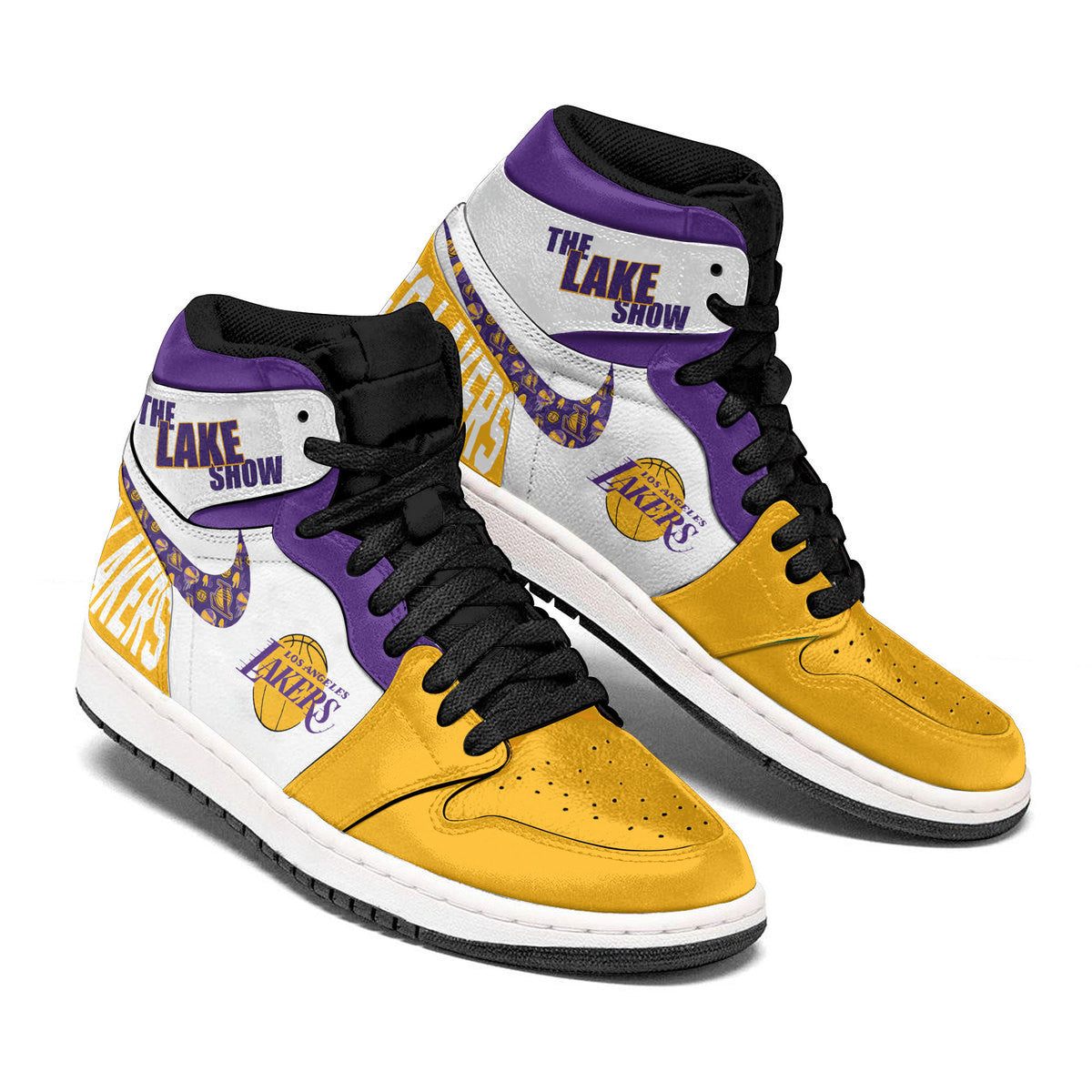 Los Angeles Lakers Personalized Sport High-Top Sneakers Shoes Custom Name Design For Men And Women - Image 2