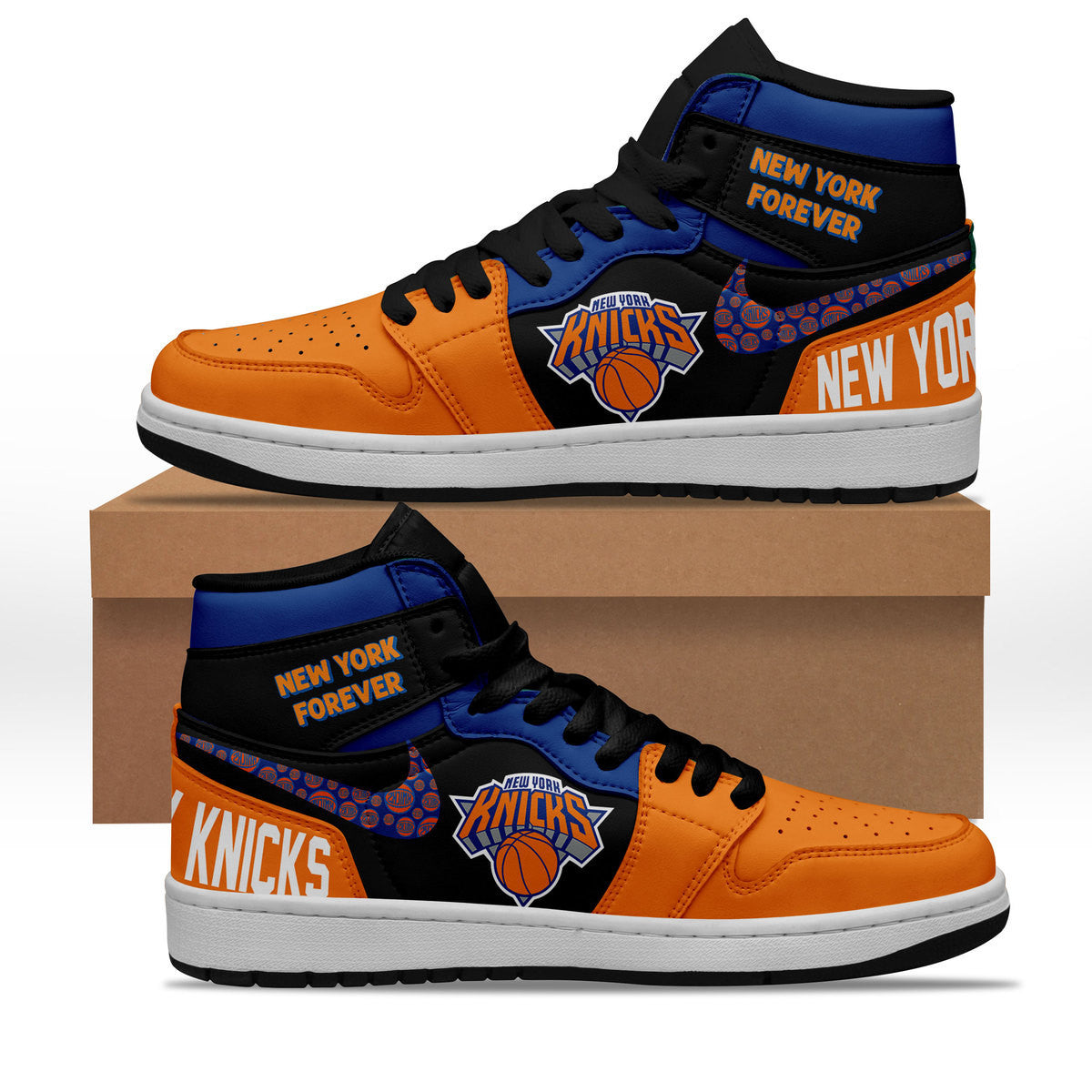 New York Knicks Personalized Sport High-Top Sneakers Shoes Custom Name Design For Men And Women - Image 2
