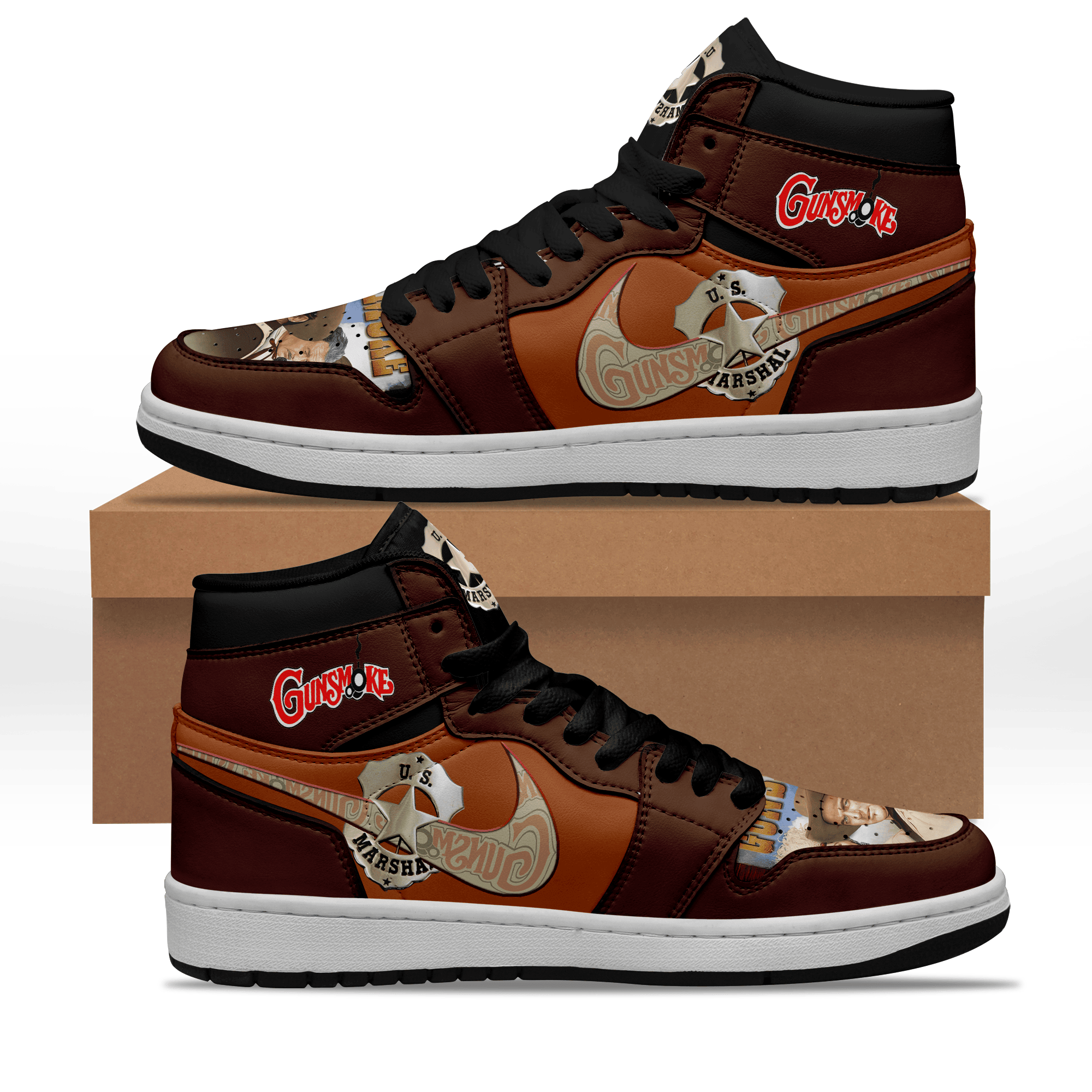 Gunsmoke Personalized Tv Series High-Top Sneakers Shoes Custom Name Design For Men And Women - Image 3