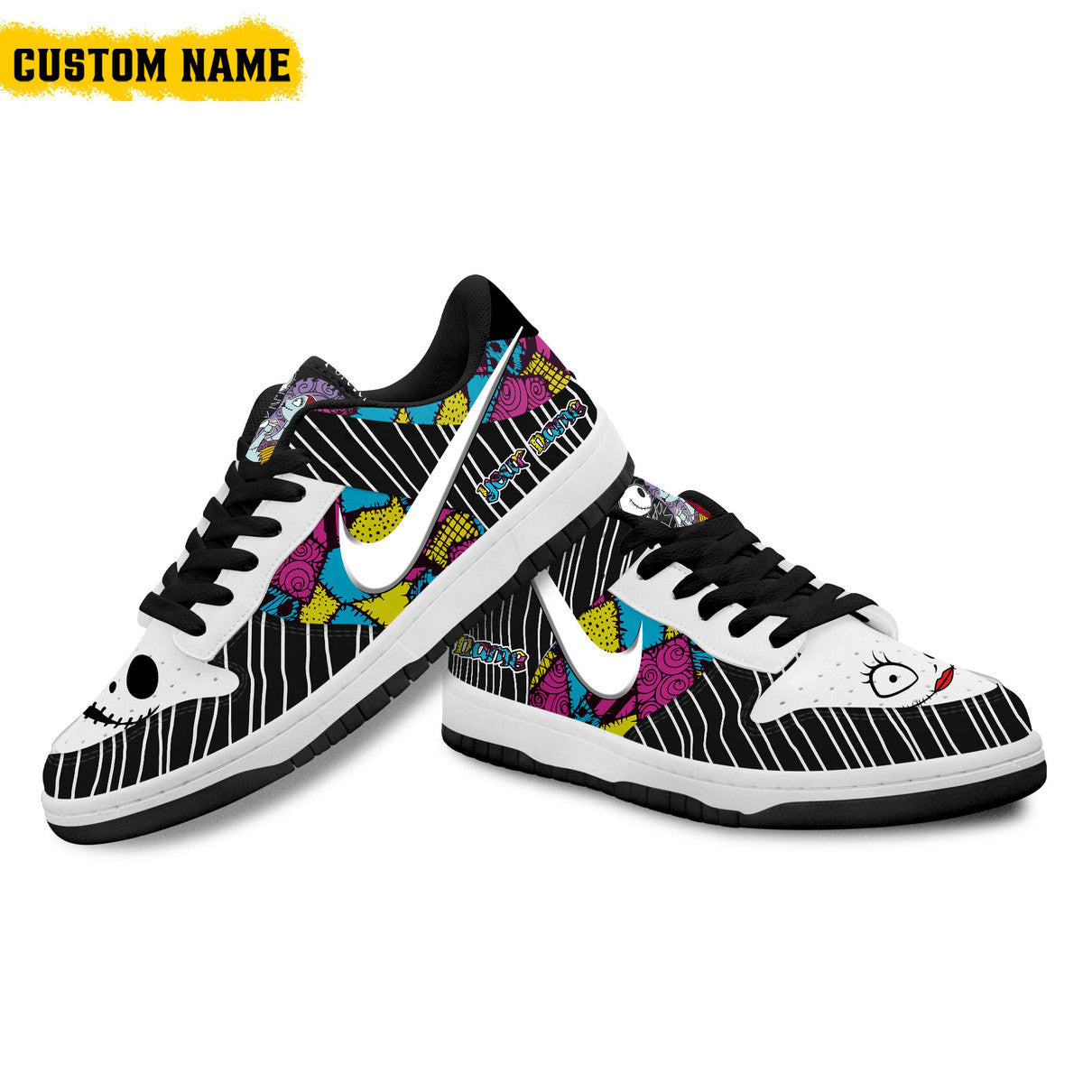 Jack Skellington Sally Personalized Movies High-Top Sneakers Shoes Custom Name Design For Men And Women - Image 3