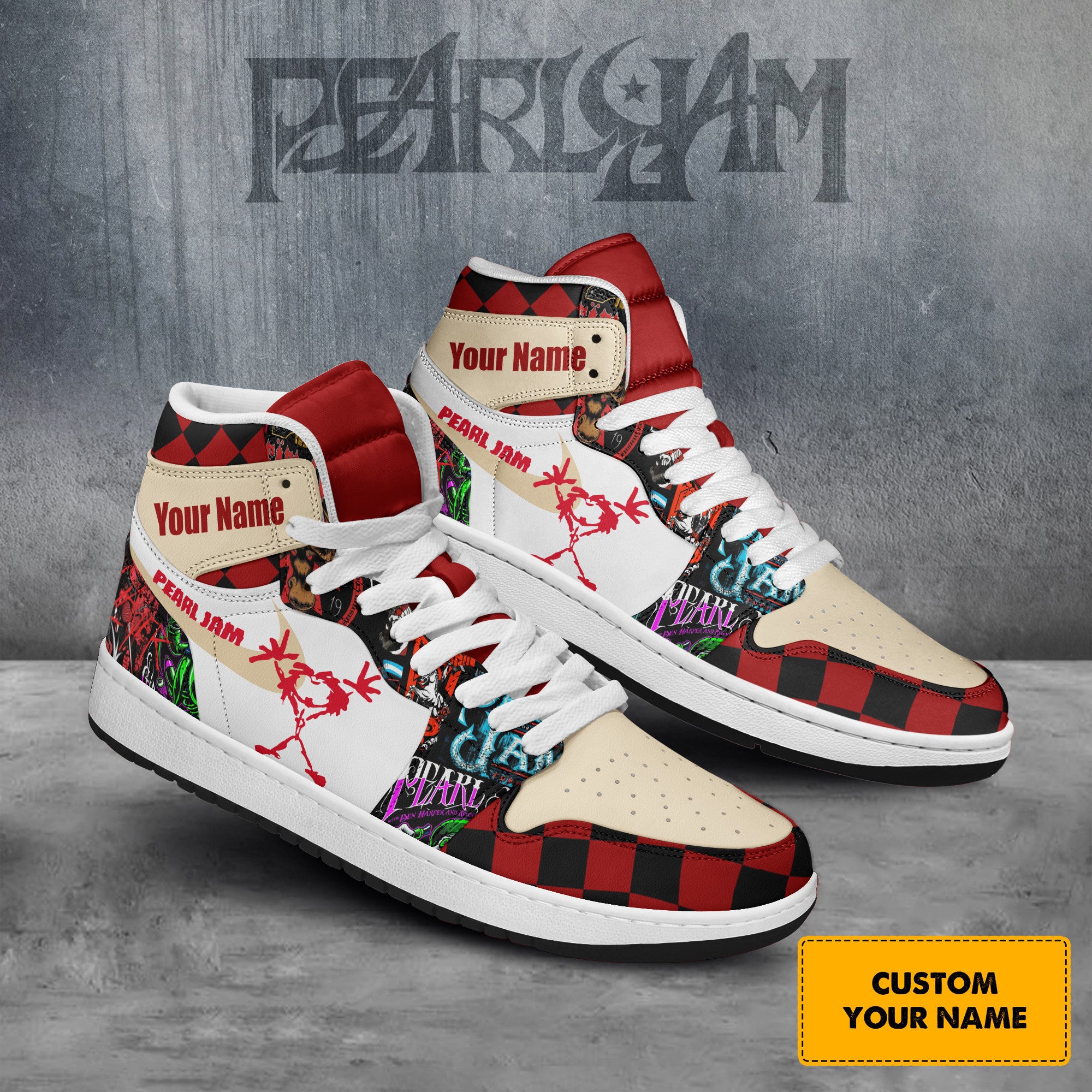 Pearl Jam Personalized Music High-Top Sneakers Shoes Custom Name Design For Men And Women - Image 2