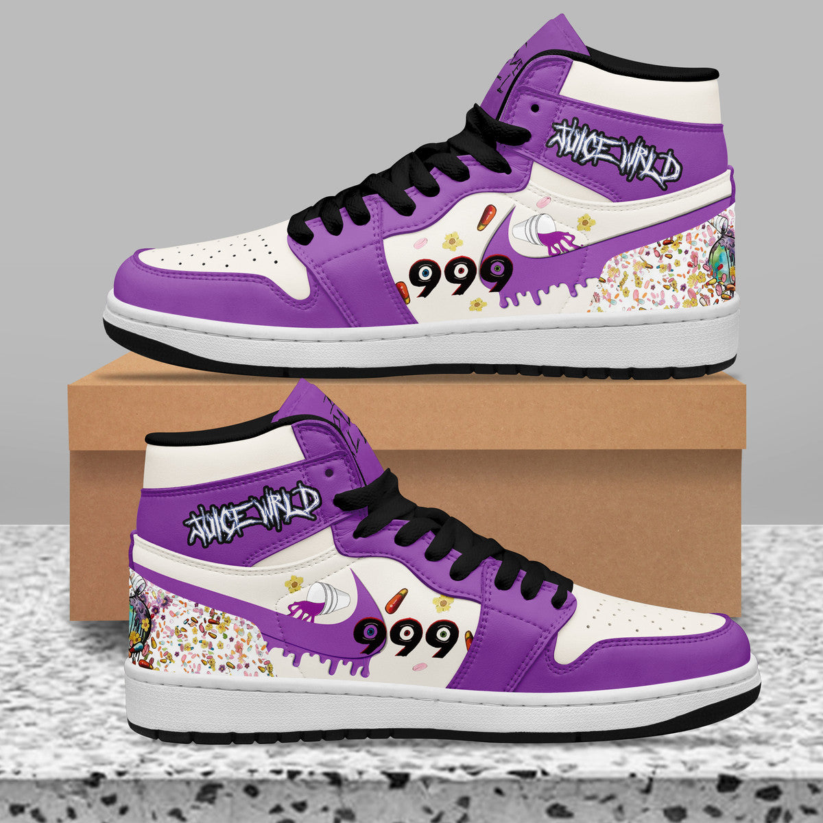 Juice Wrld Personalized Music High-Top Sneakers Shoes Custom Name Design For Men And Women - Image 2