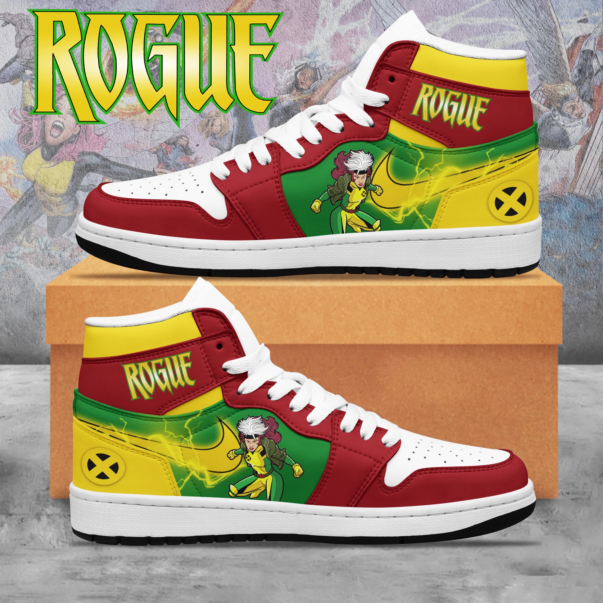 Rogue X Men Personalized Movies High-Top Sneakers Shoes Custom Name Design For Men And Women - Image 2