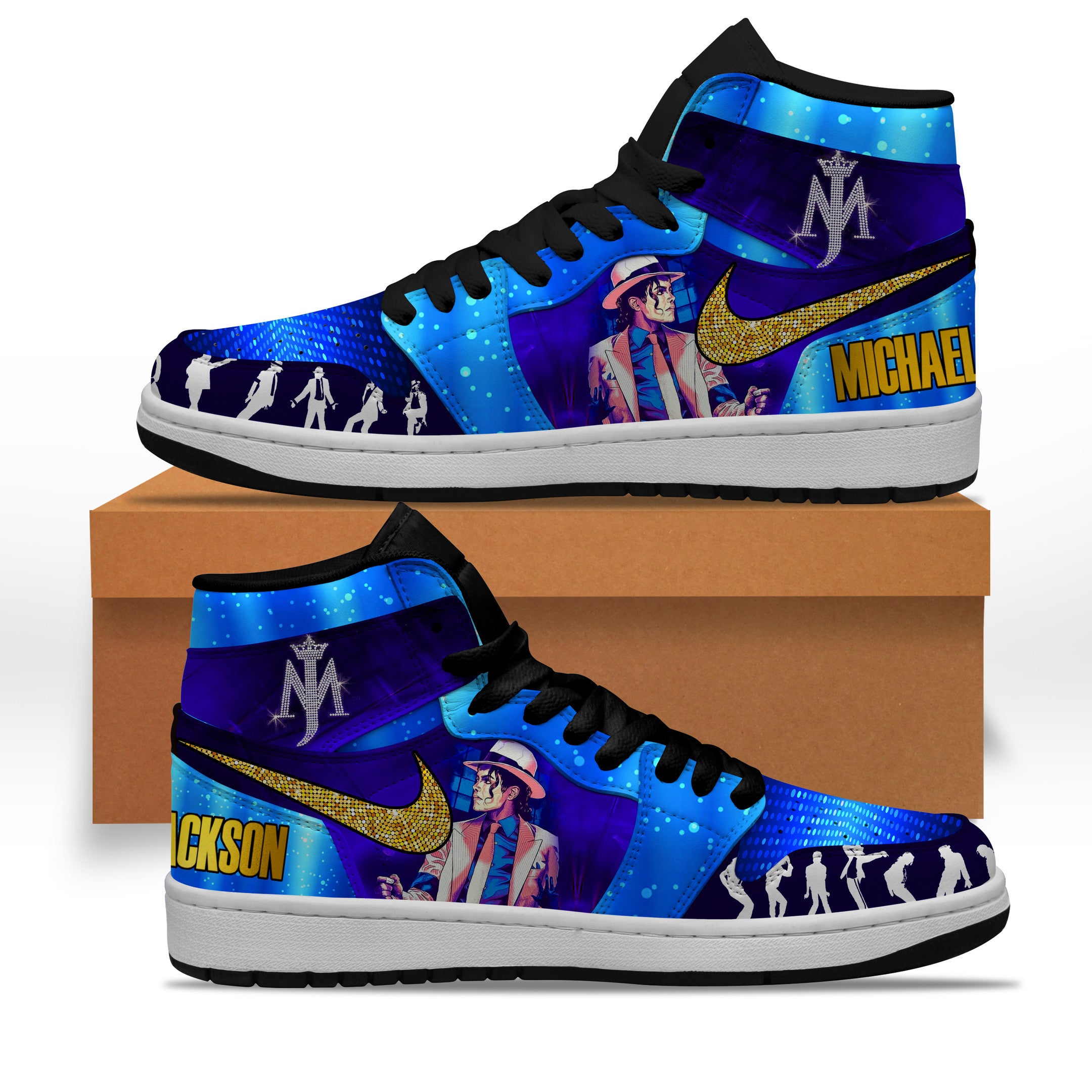 Michael Jackson Personalized Music High-Top Sneakers Shoes Custom Name Design For Men And Women - Image 2