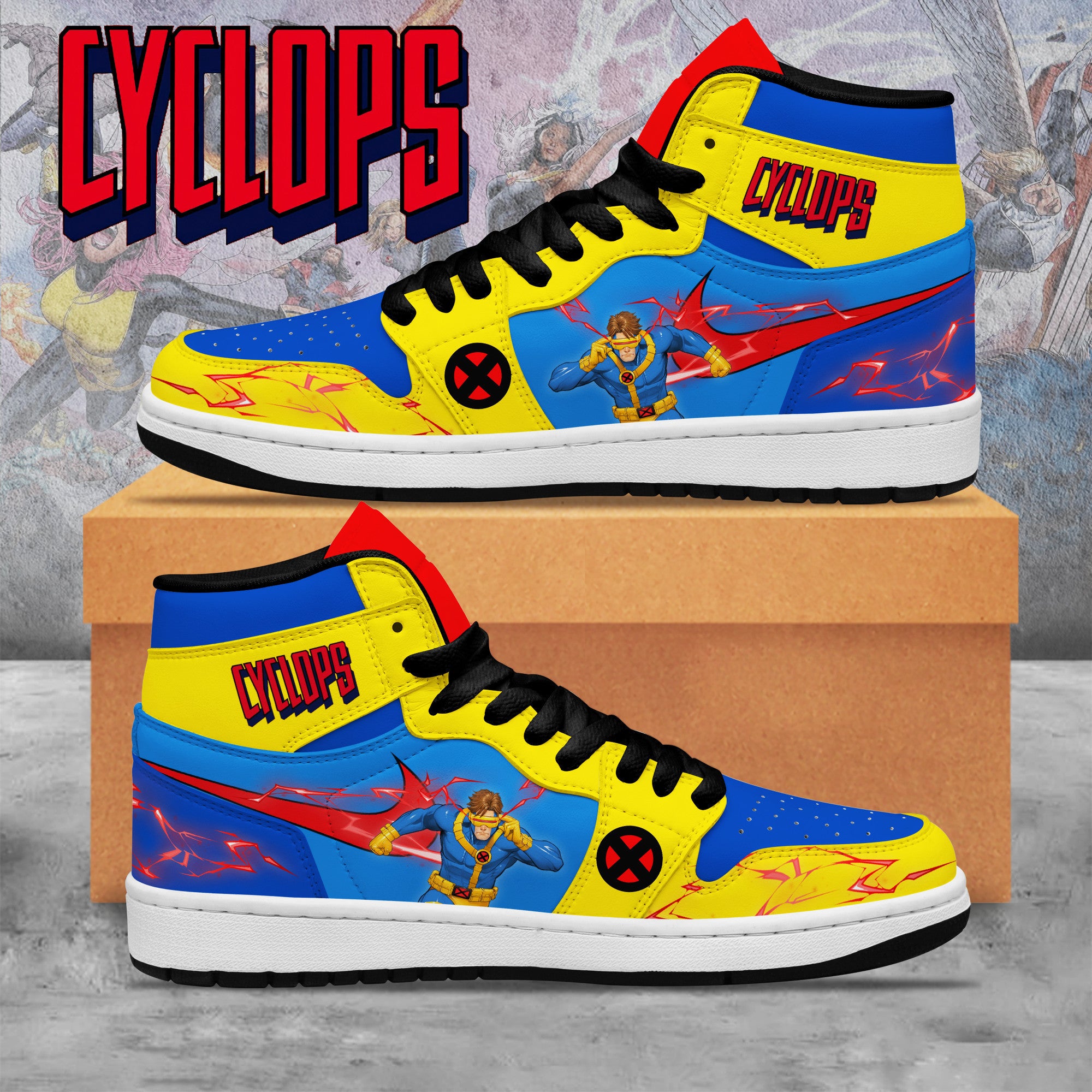 Cyclops X Men Personalized Movies High-Top Sneakers Shoes Custom Name Design For Men And Women - Image 2