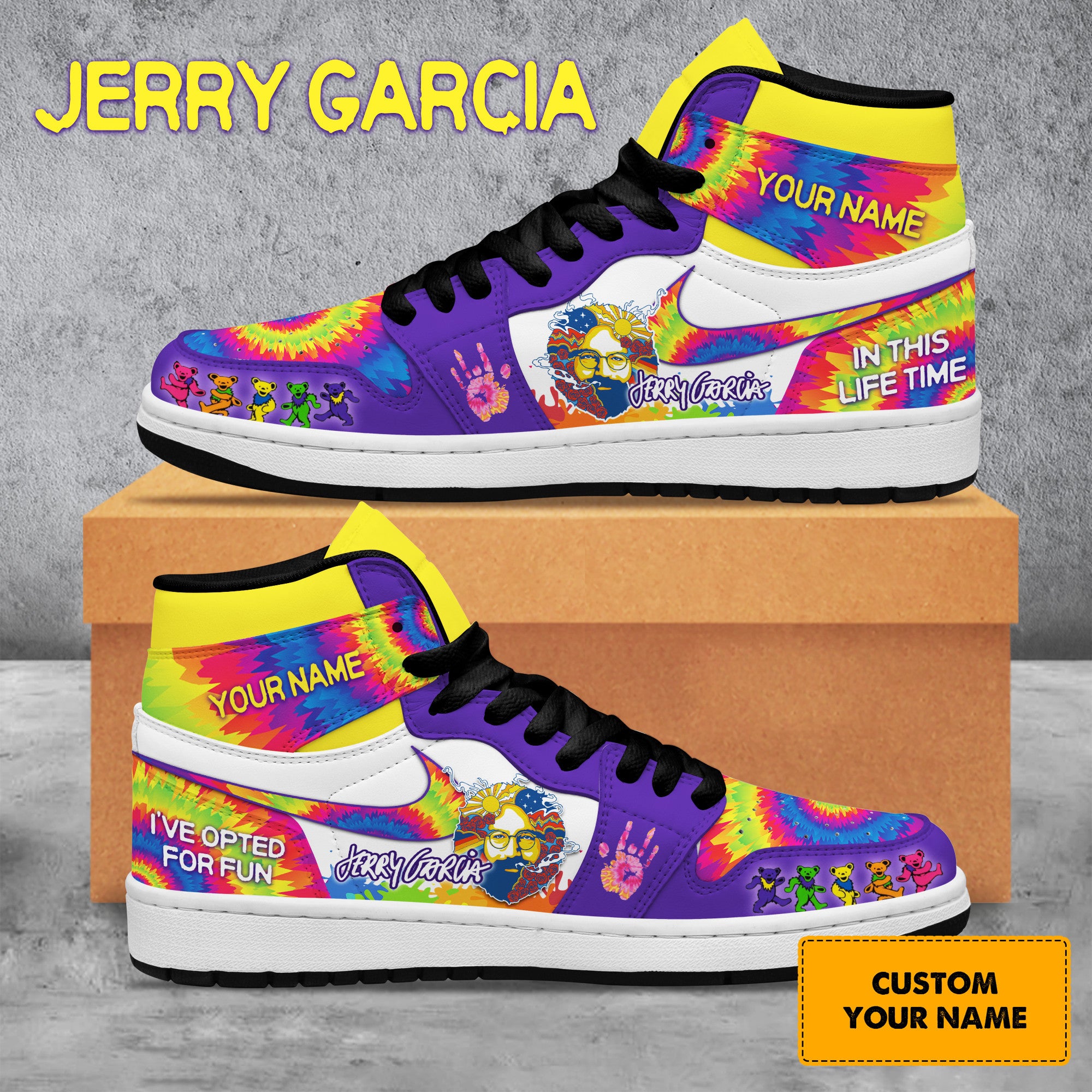 Jerry Garcia Personalized Music High-Top Sneakers Shoes Custom Name Design For Men And Women - Image 2