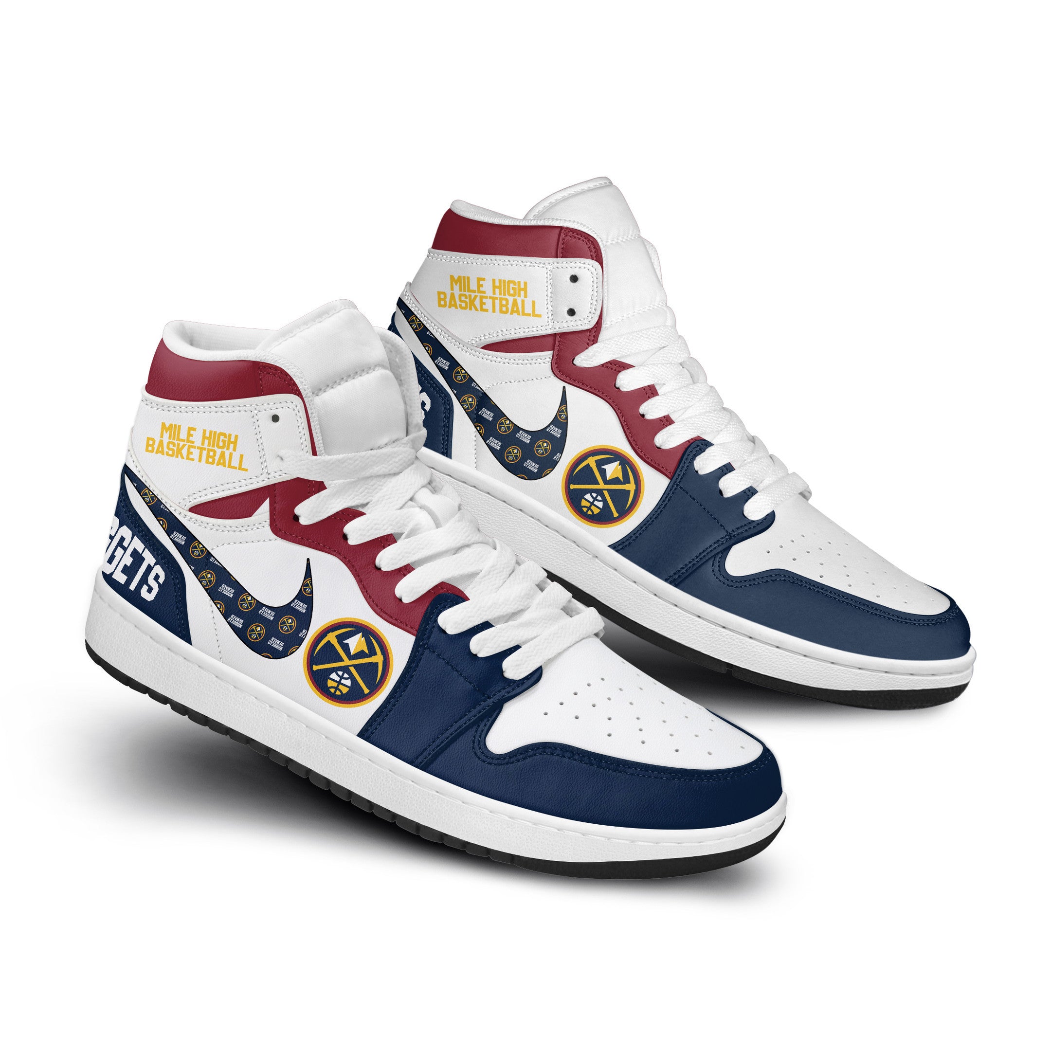 Denver Nuggets Personalized Sport High-Top Sneakers Shoes Custom Name Design For Men And Women - Image 2