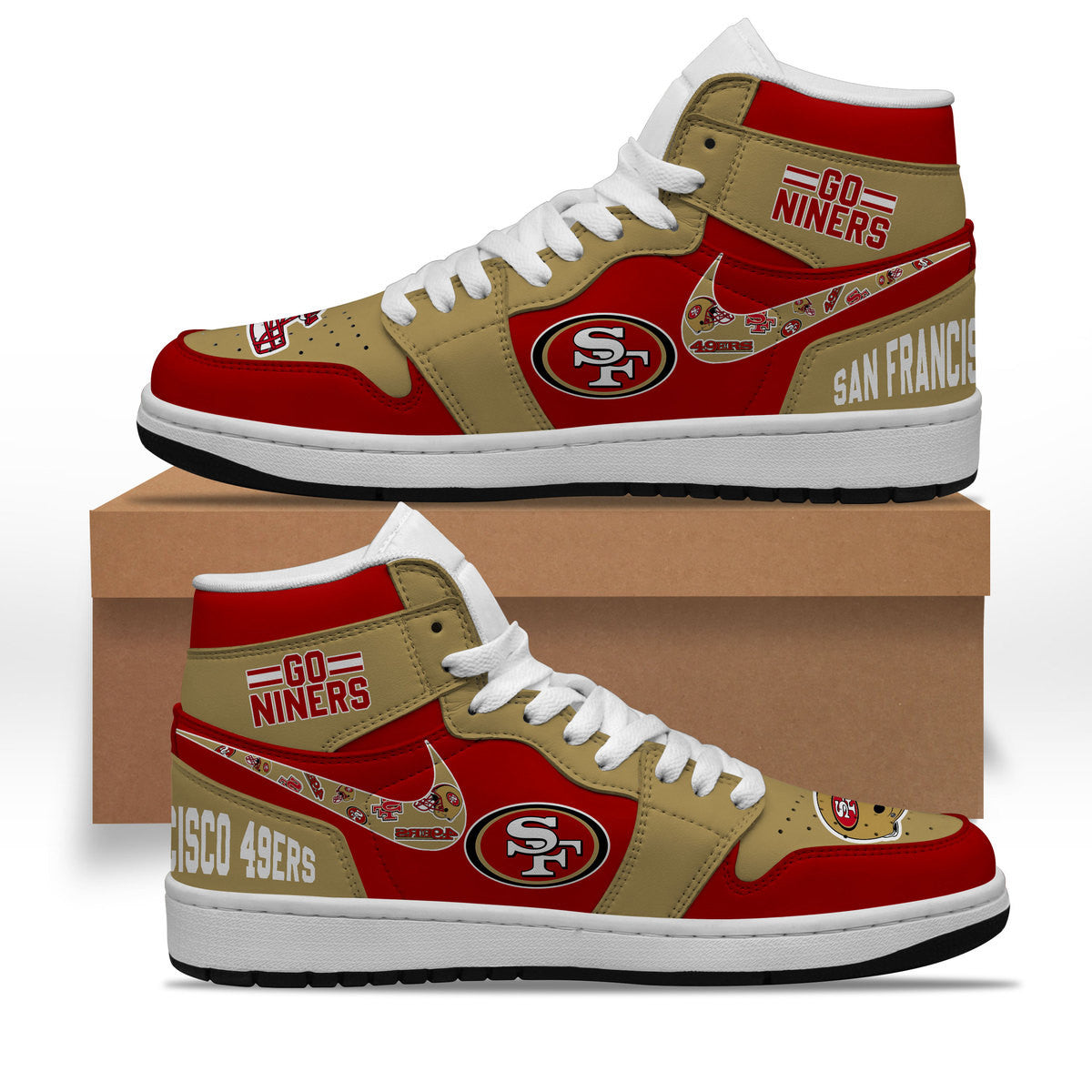 San Francisco 49Er Personalized Sport High-Top Sneakers Shoes Custom Name Design For Men And Women - Image 2