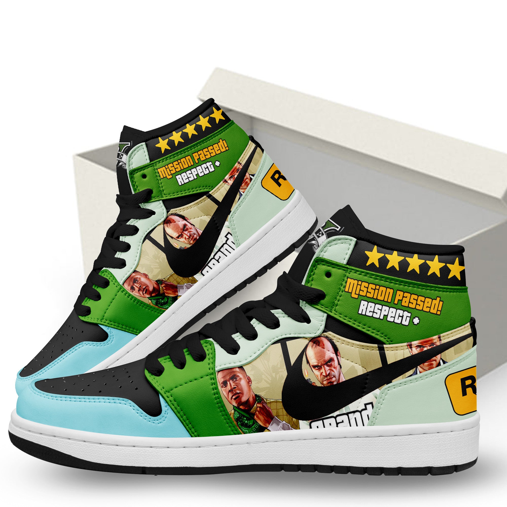 Grand Theft Auto Personalized Games High-Top Sneakers Shoes Custom Name Design For Men And Women - Image 2