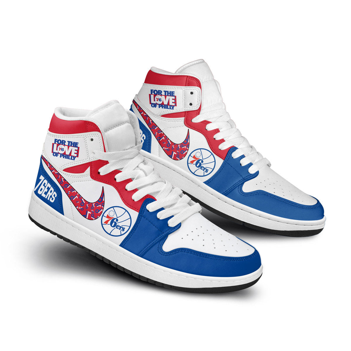 Philadelphia 76Ers Personalized Sport High-Top Sneakers Shoes Custom Name Design For Men And Women - Image 2