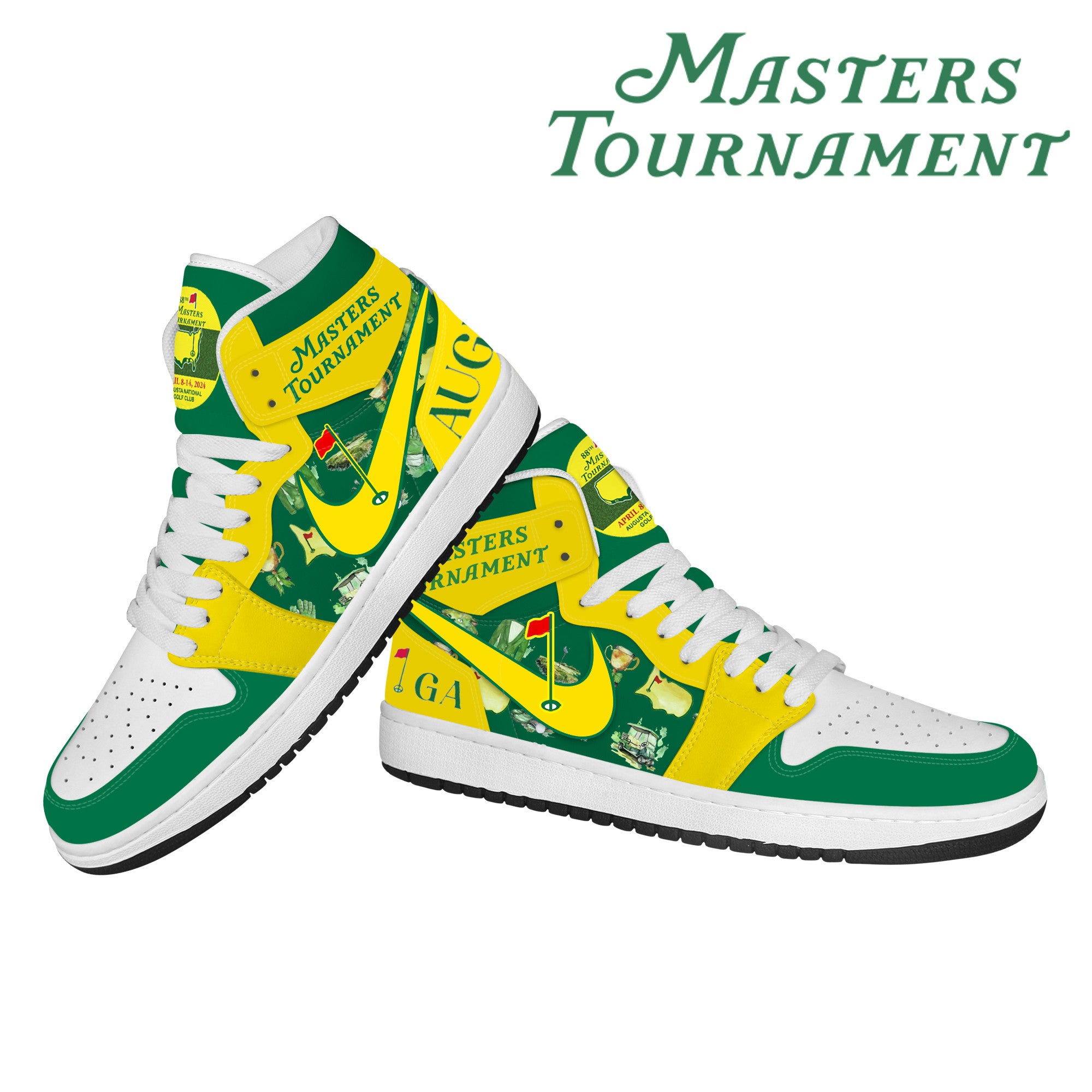 Masters Tournament Personalized Sport High-Top Sneakers Shoes Custom Name Design For Men And Women - Image 3