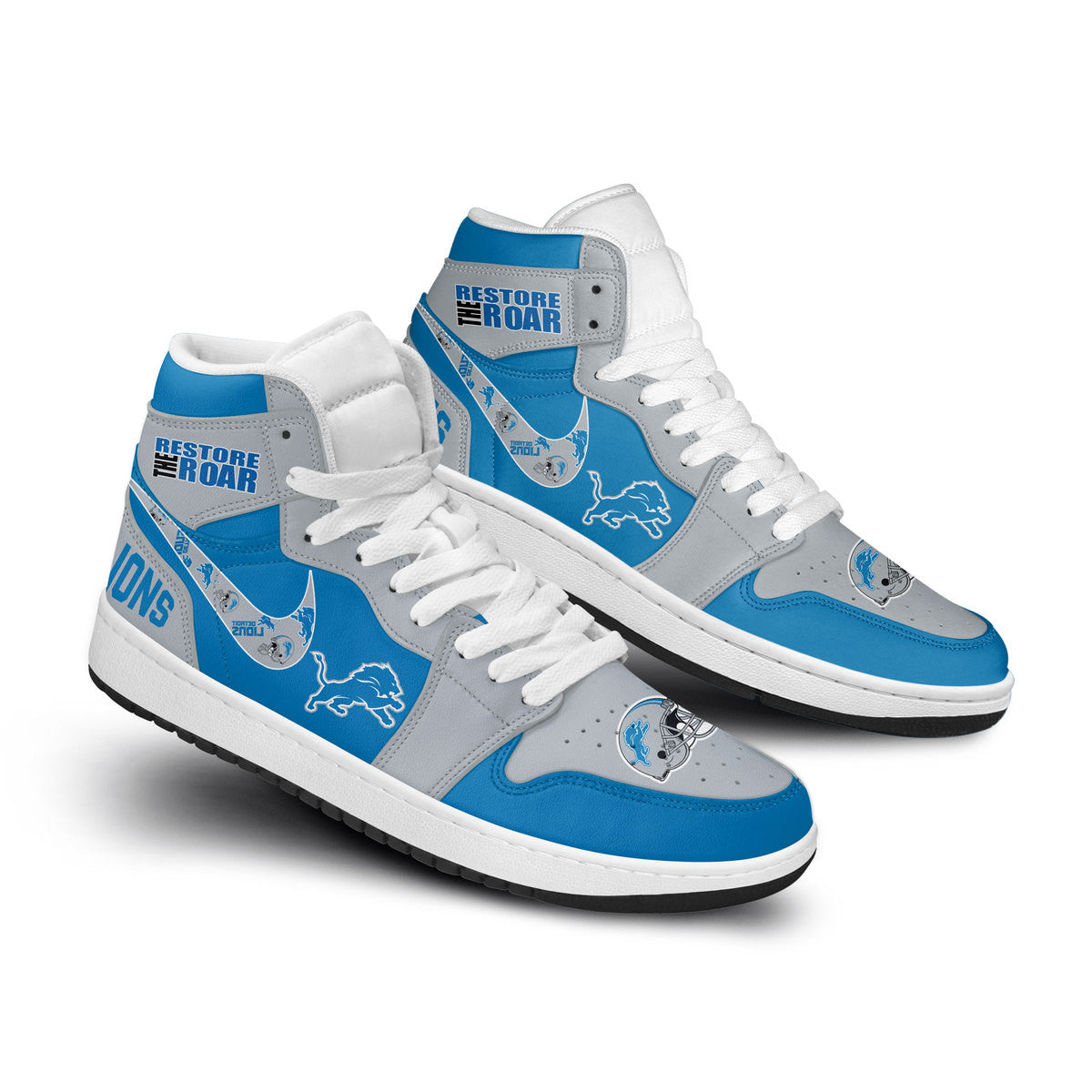 Detroit Lions Personalized Sport High-Top Sneakers Shoes Custom Name Design For Men And Women - Image 3
