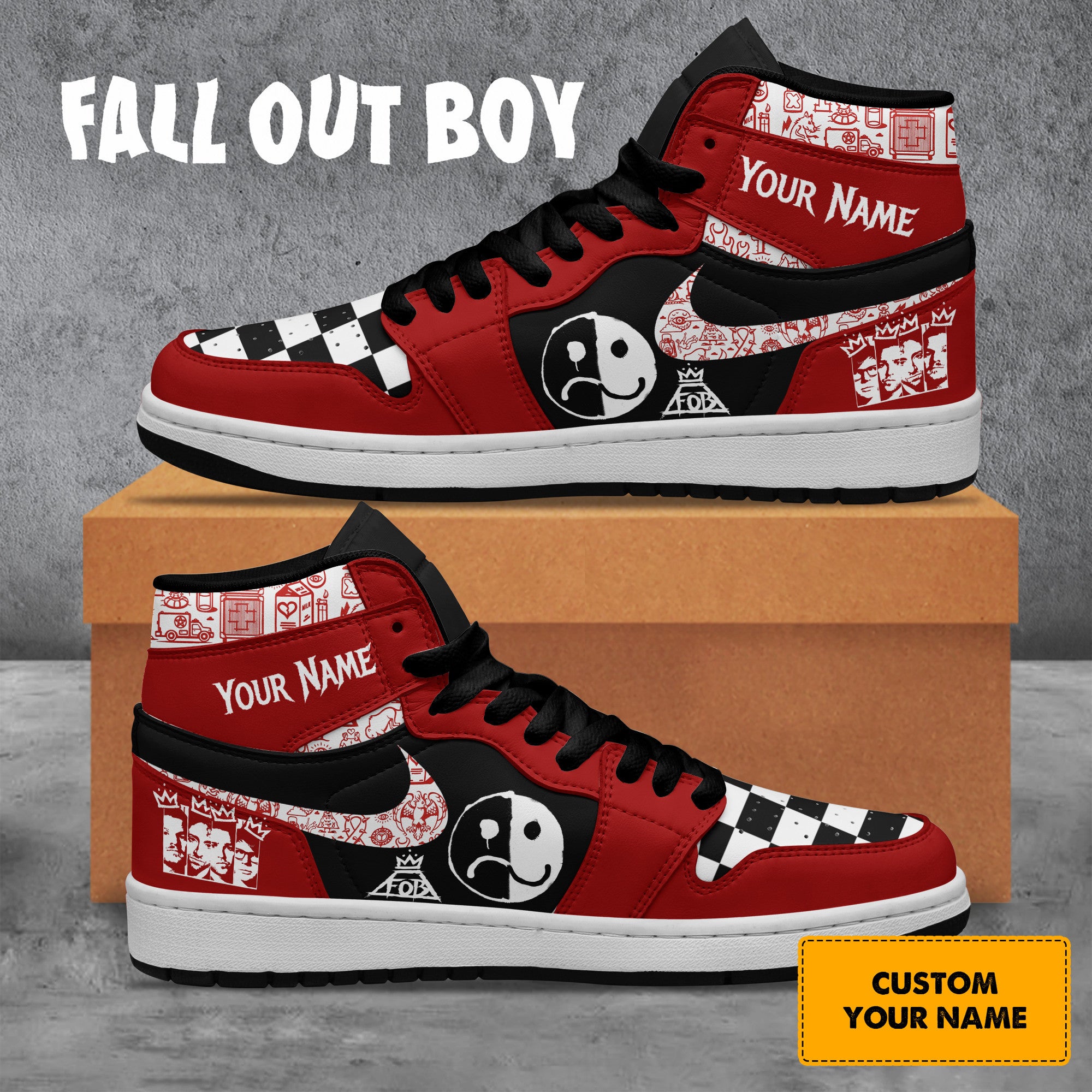 Fall Out Boy Personalized Music High-Top Sneakers Shoes Custom Name Design For Men And Women - Image 2