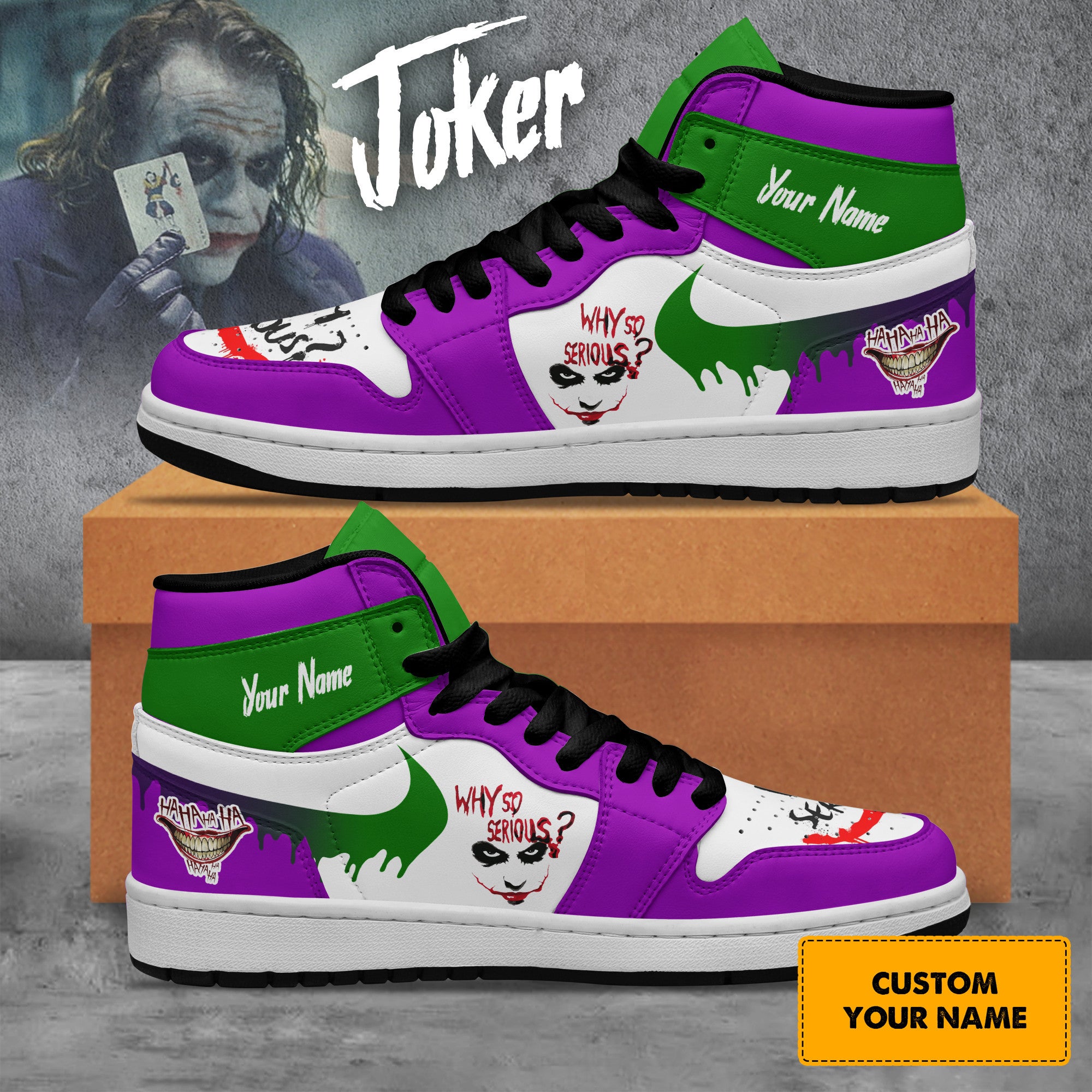 Joker Personalized Movies High-Top Sneakers Shoes Custom Name Design For Men And Women - Image 2