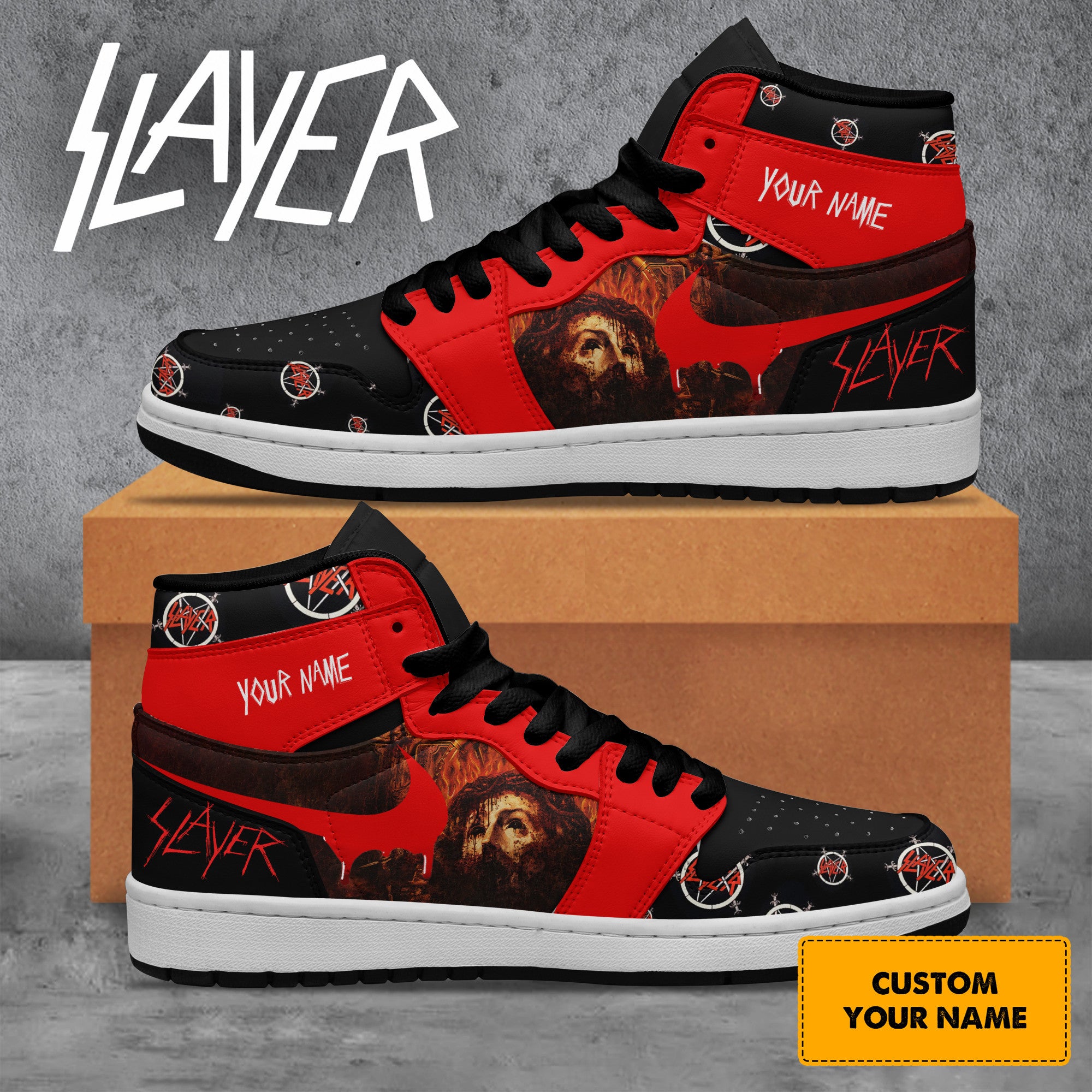 Slayer Personalized Music High-Top Sneakers Shoes Custom Name Design For Men And Women - Image 2