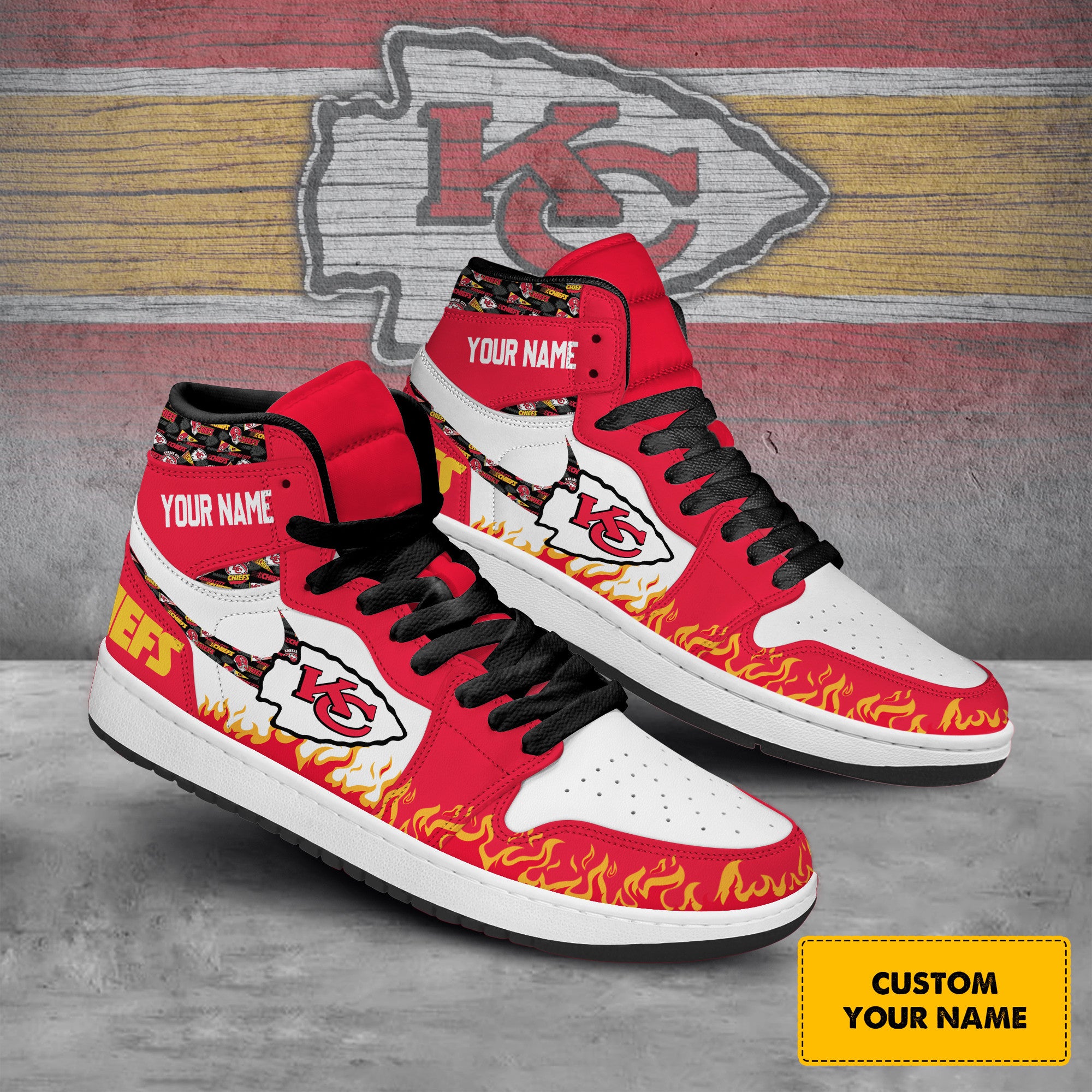 Kansas City Chiefs Personalized Sport High-Top Sneakers Shoes Custom Name Design For Men And Women - Image 2