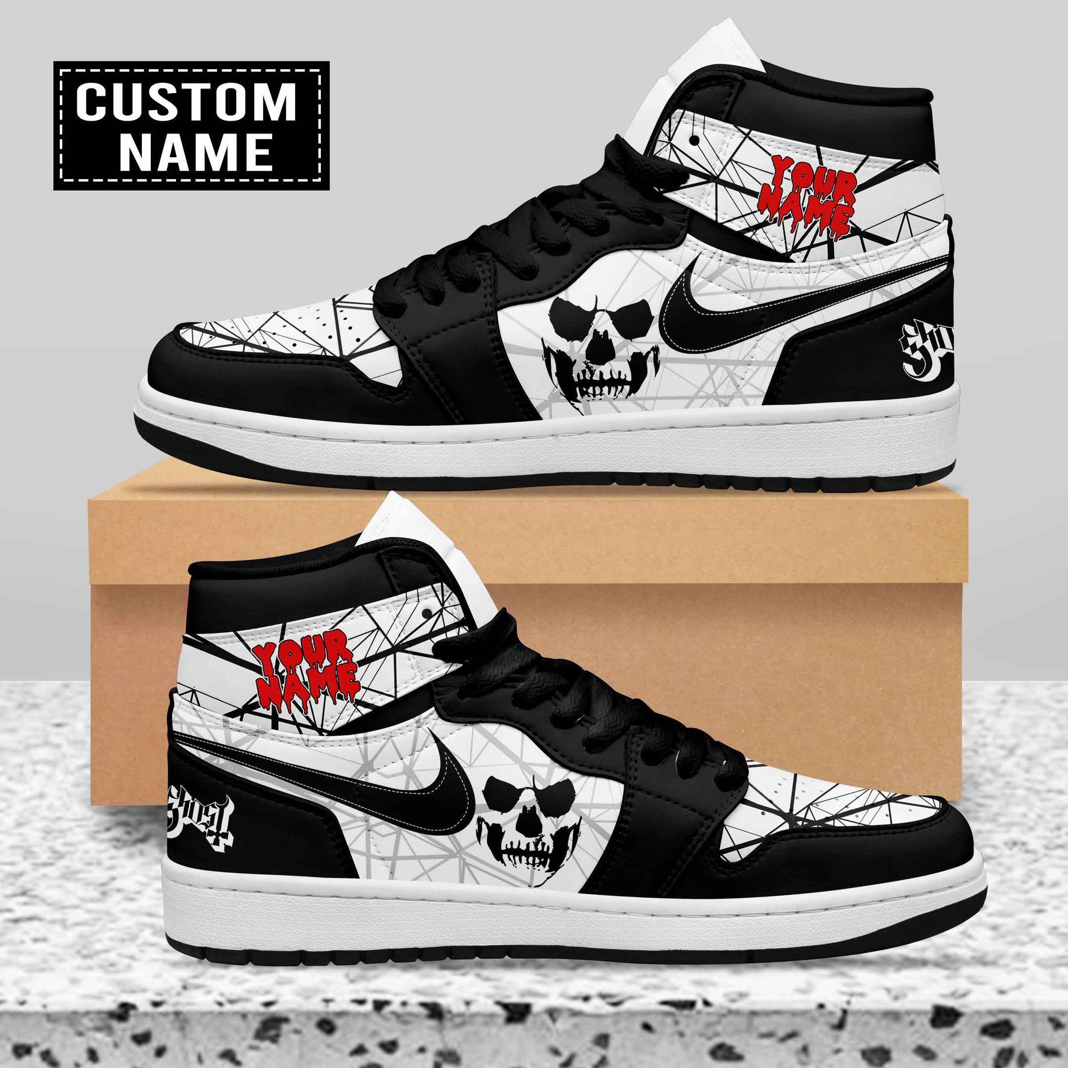 Ghost Personalized Music High-Top Sneakers Shoes Custom Name Design For Men And Women - Image 2