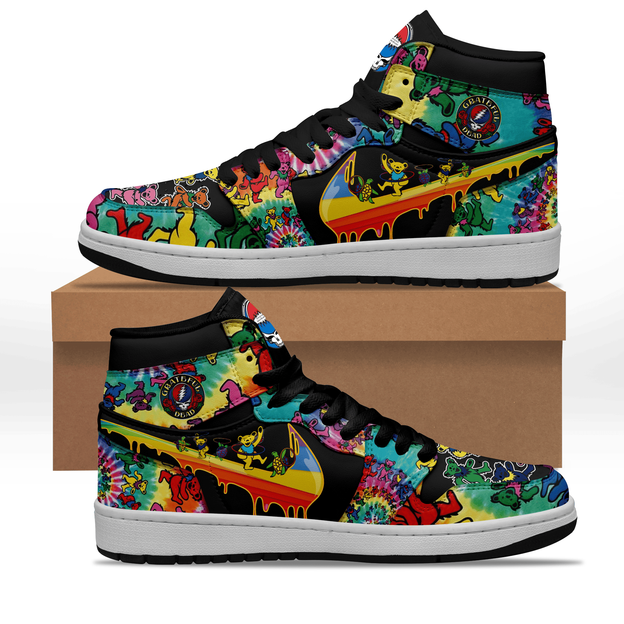 Grateful Dead Personalized Music High-Top Sneakers Shoes Custom Name Design For Men And Women - Image 3