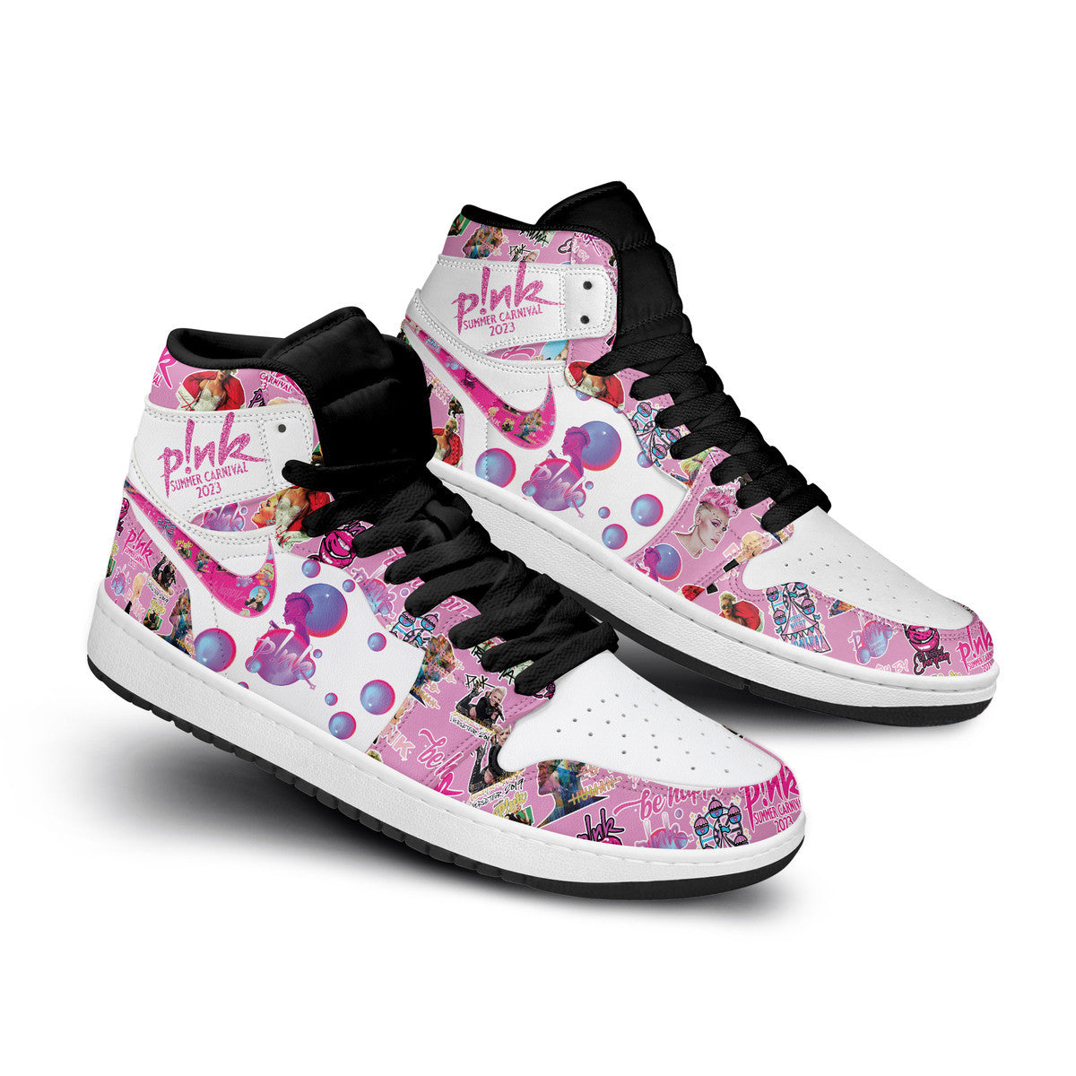 Pink Personalized Music High-Top Sneakers Shoes Custom Name Design For Men And Women - Image 2