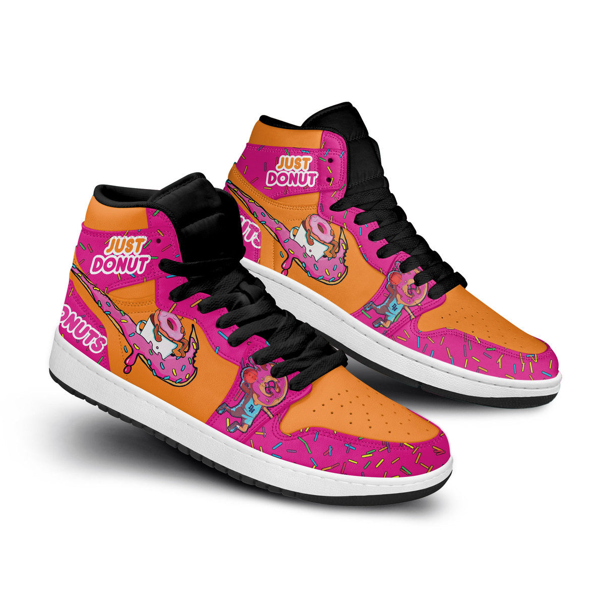 Just Donut Personalized Drink High-Top Sneakers Shoes Custom Name Design For Men And Women - Image 2