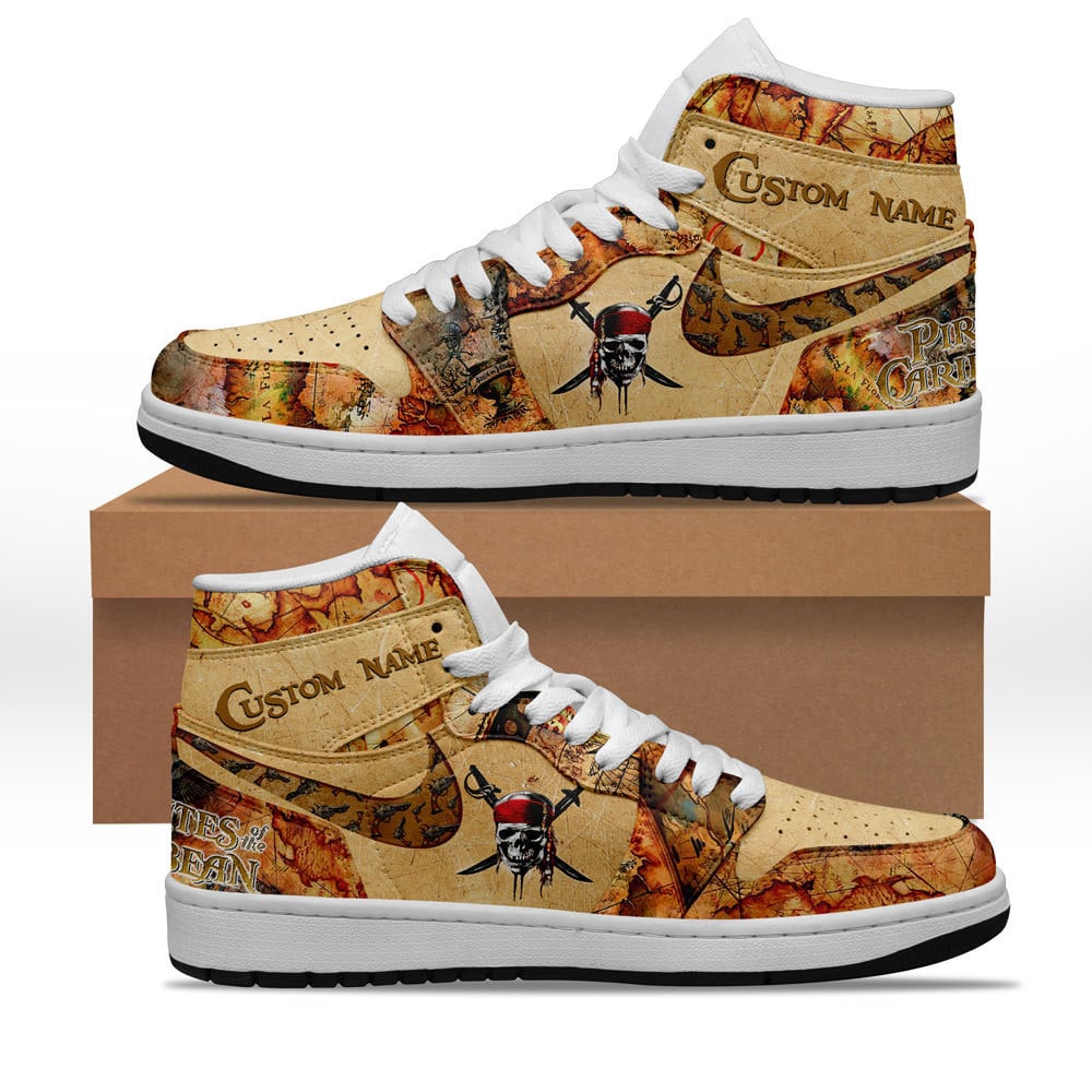 Pirates Of The Caribbean Personalized Movies High-Top Sneakers Shoes Custom Name Design For Men And Women - Image 2