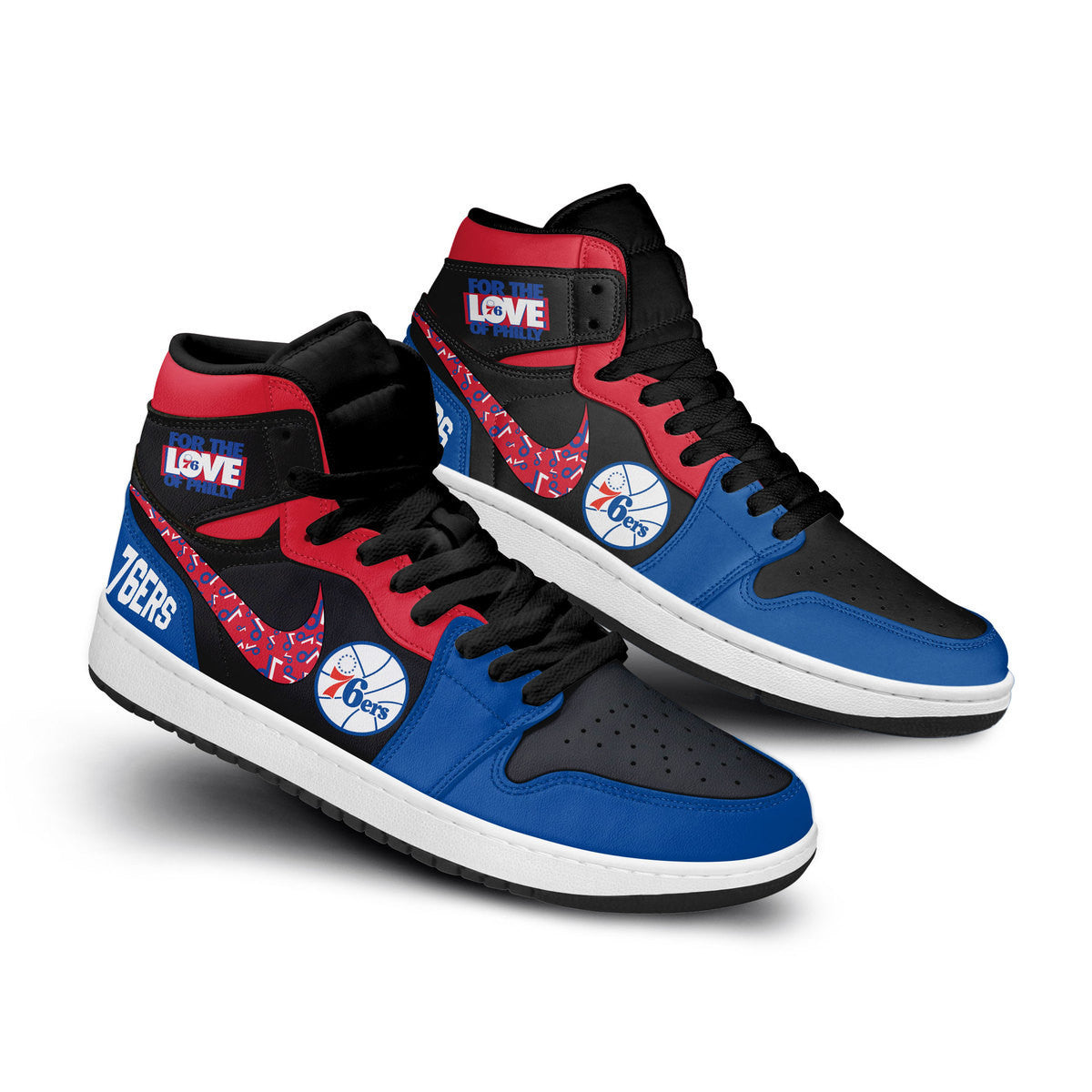 Philadelphia 76Ers Personalized Sport High-Top Sneakers Shoes Custom Name Design For Men And Women - Image 2