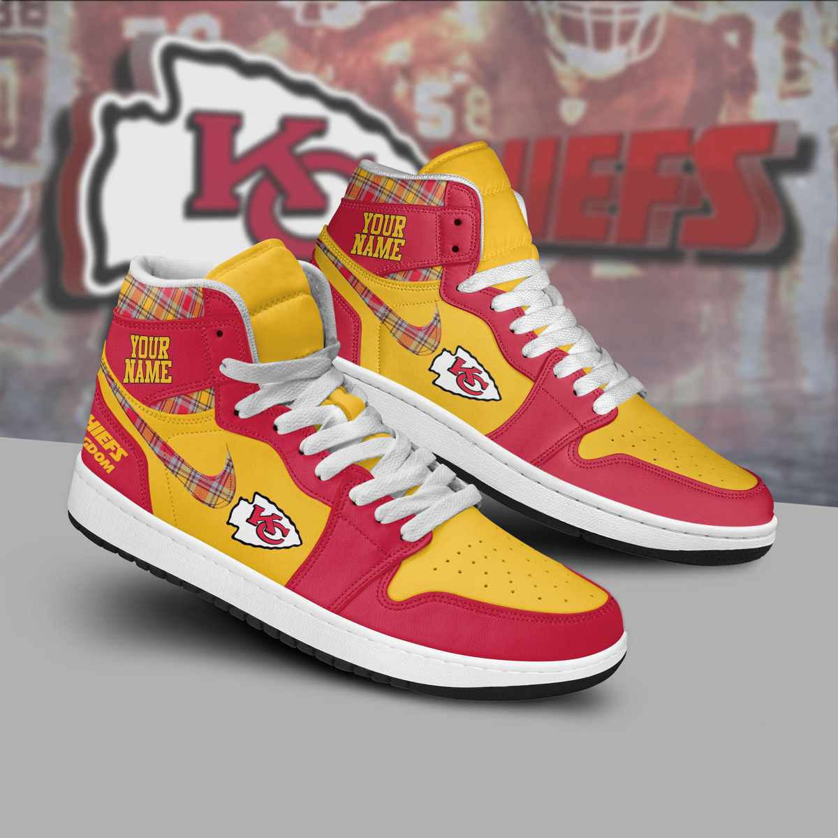 Kansas City Chiefs Personalized Sport High-Top Sneakers Shoes Custom Name Design For Men And Women - Image 2