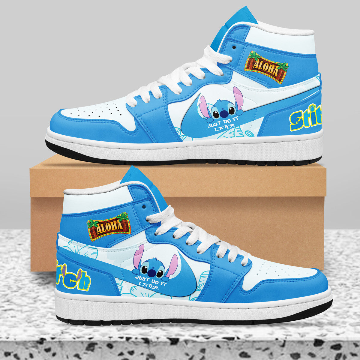 Stitch Personalized Cartoon High-Top Sneakers Shoes Custom Name Design For Men And Women - Image 2