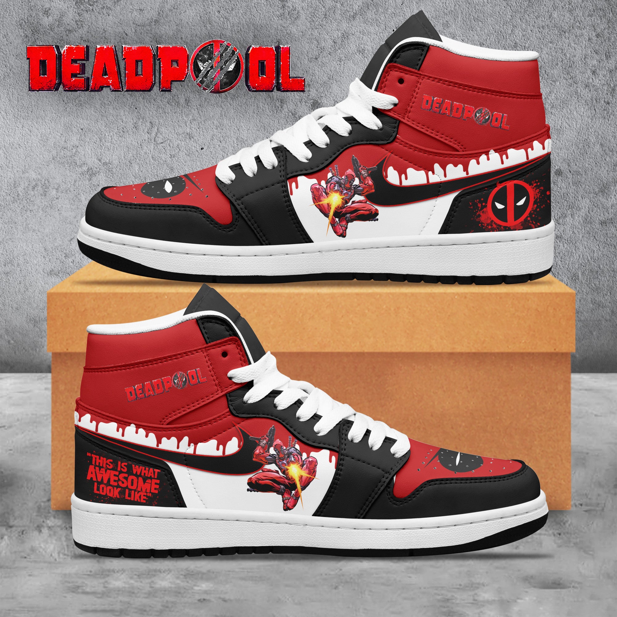 Deadpool Personalized Movies High-Top Sneakers Shoes Custom Name Design For Men And Women - Image 2