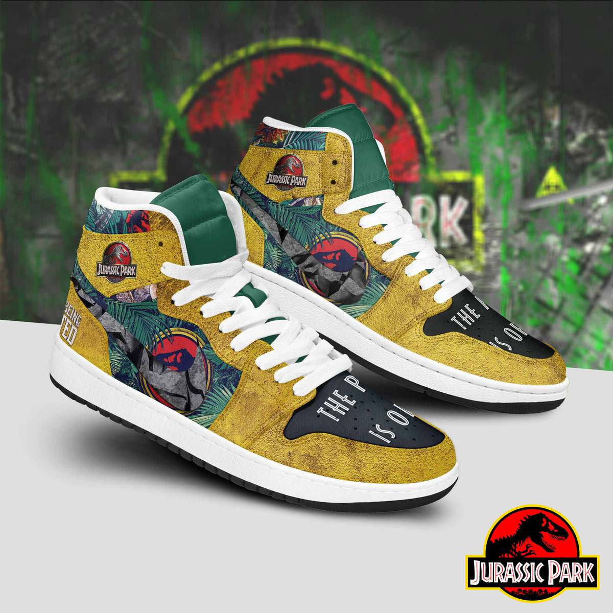 Jurassic Park Personalized Movies High-Top Sneakers Shoes Custom Name Design For Men And Women - Image 2