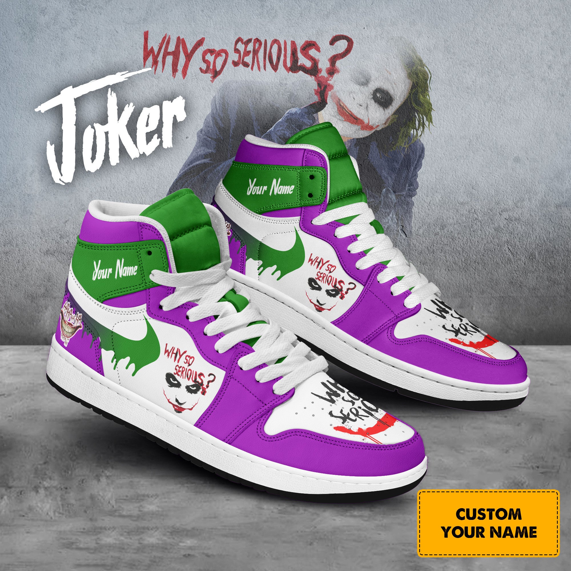 Joker Personalized Movies High-Top Sneakers Shoes Custom Name Design For Men And Women - Image 2