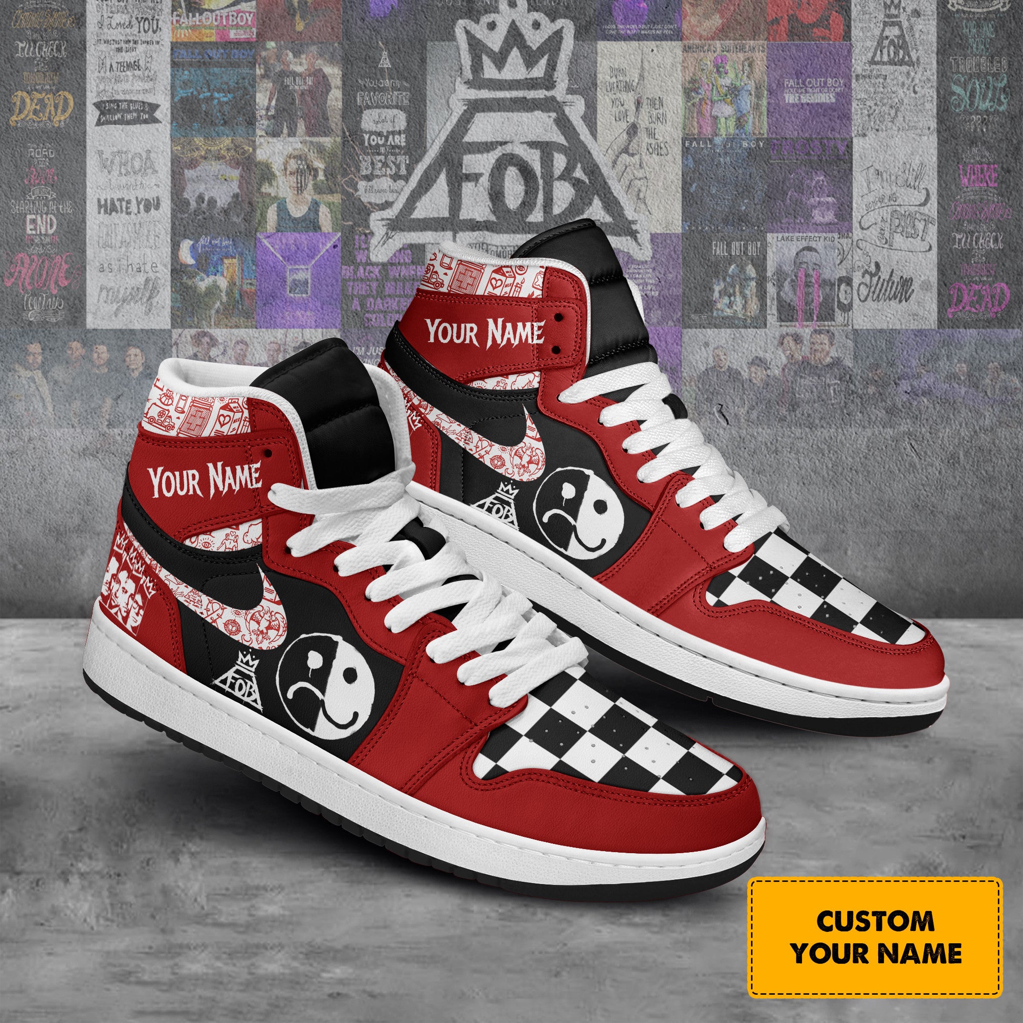Fall Out Boy Personalized Music High-Top Sneakers Shoes Custom Name Design For Men And Women - Image 2