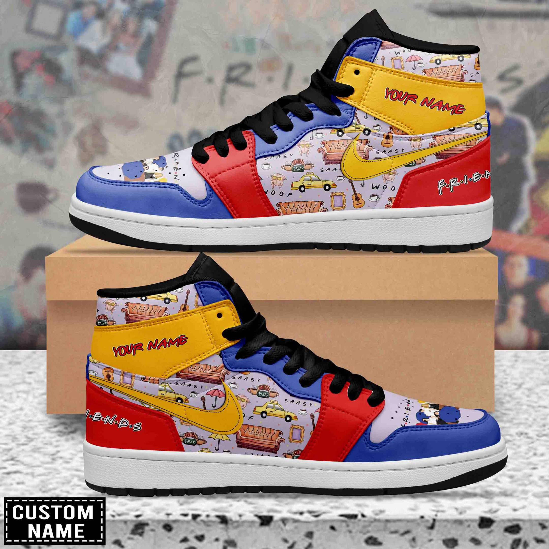 Friends Personalized Tv Series High-Top Sneakers Shoes Custom Name Design For Men And Women - Image 2