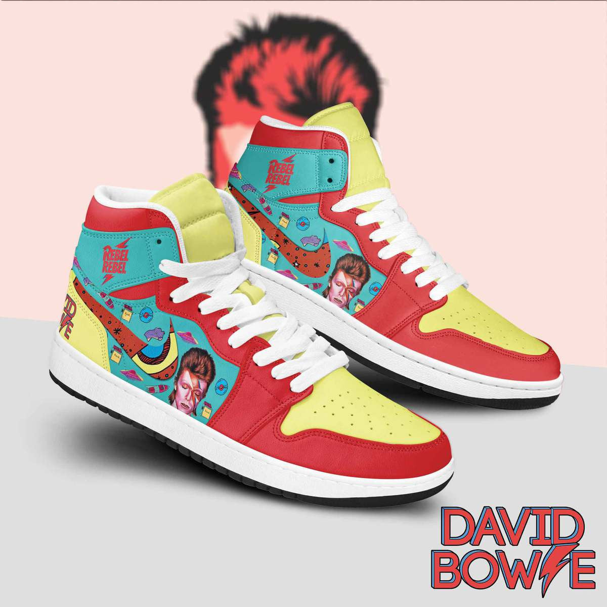 David Bowie Personalized Music High-Top Sneakers Shoes Custom Name Design For Men And Women - Image 2
