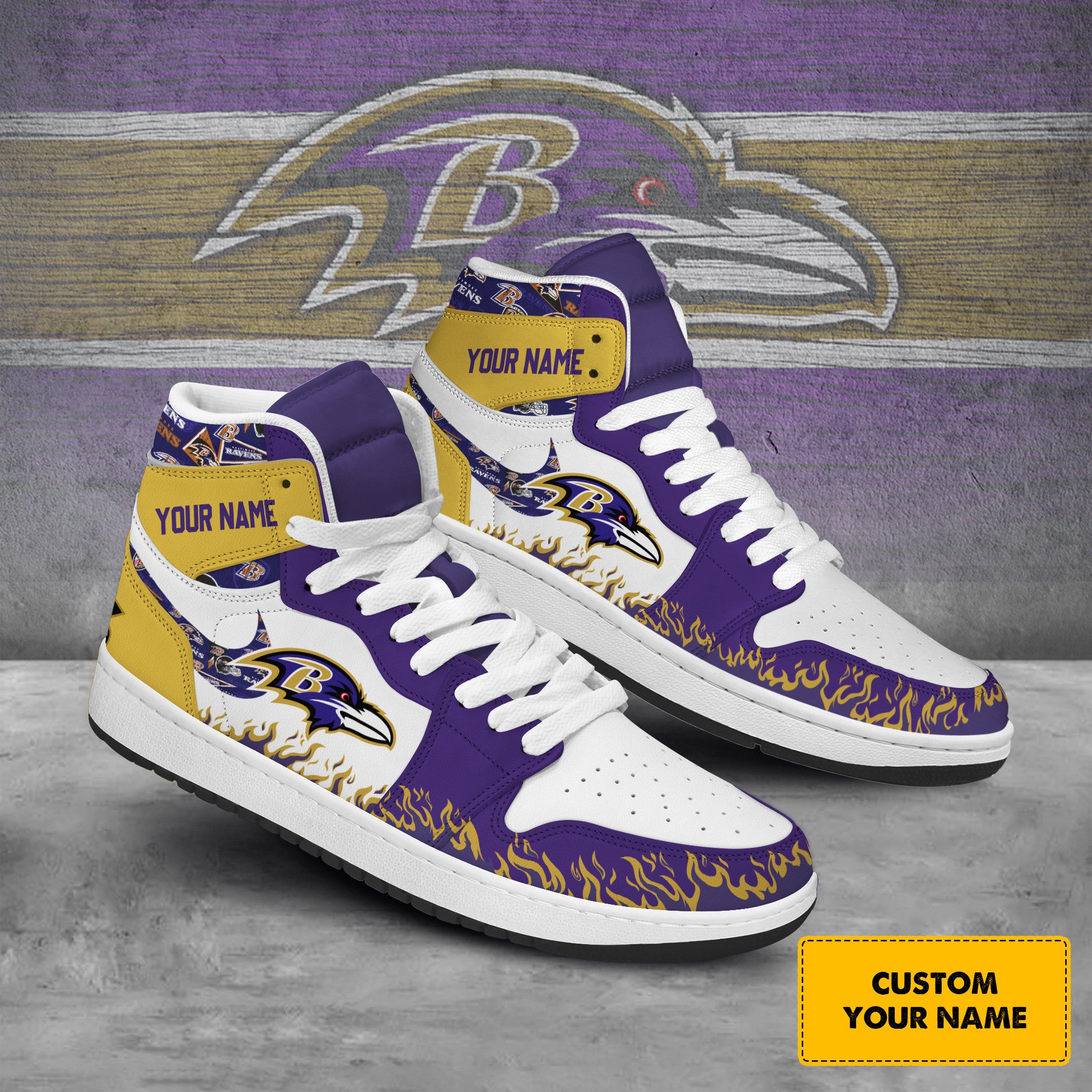Baltimore Ravens Personalized Sport High-Top Sneakers Shoes Custom Name Design For Men And Women - Image 2