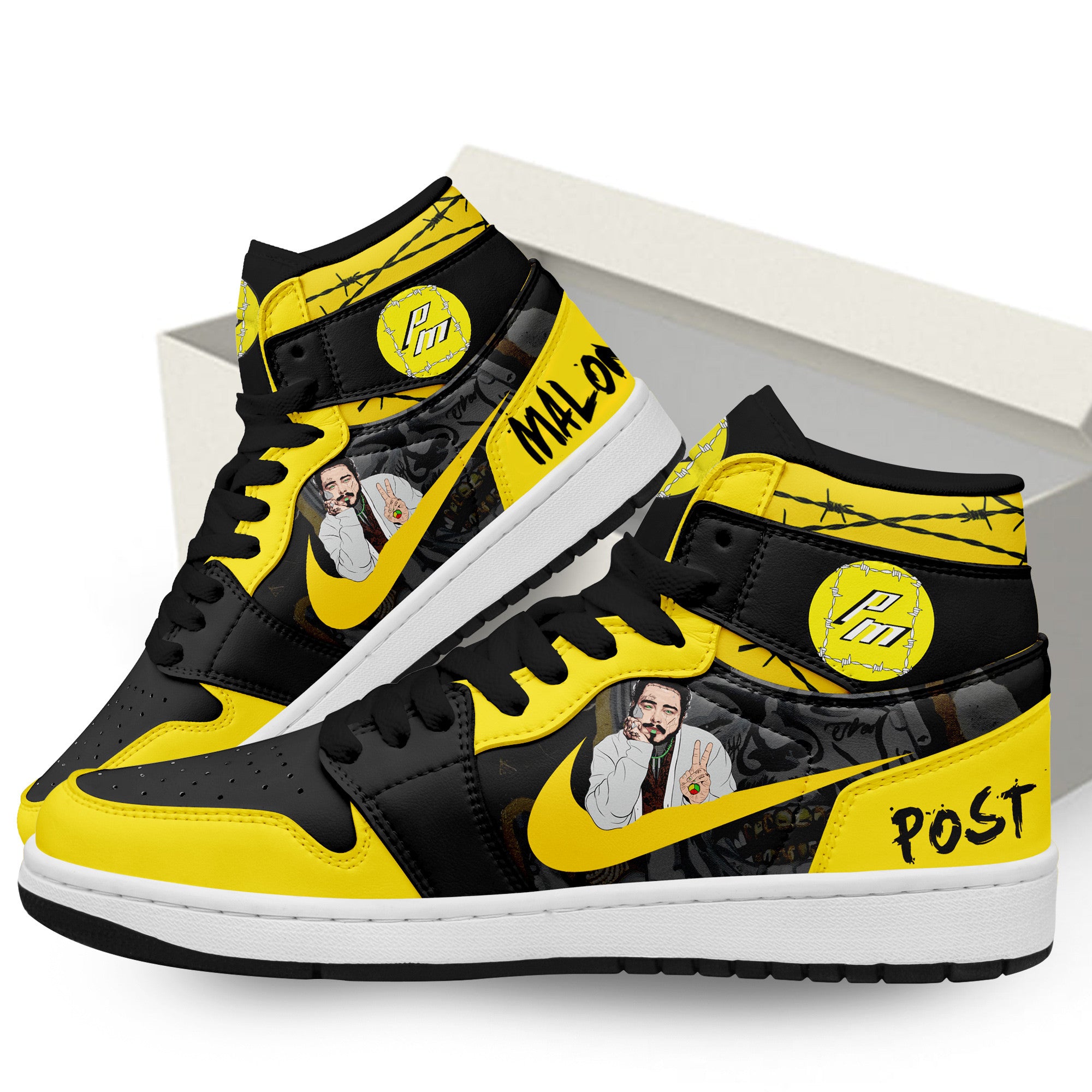 Post Malone Personalized Music High-Top Sneakers Shoes Custom Name Design For Men And Women - Image 3