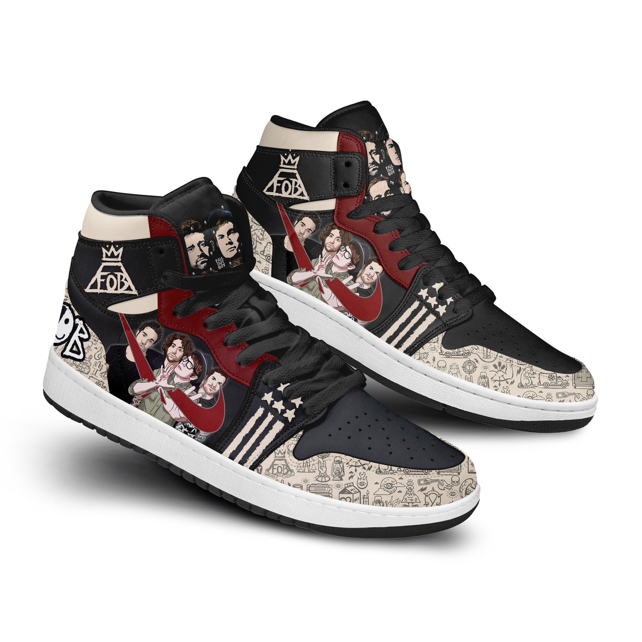 Fall Out Boy Personalized Music High-Top Sneakers Shoes Custom Name Design For Men And Women - Image 2