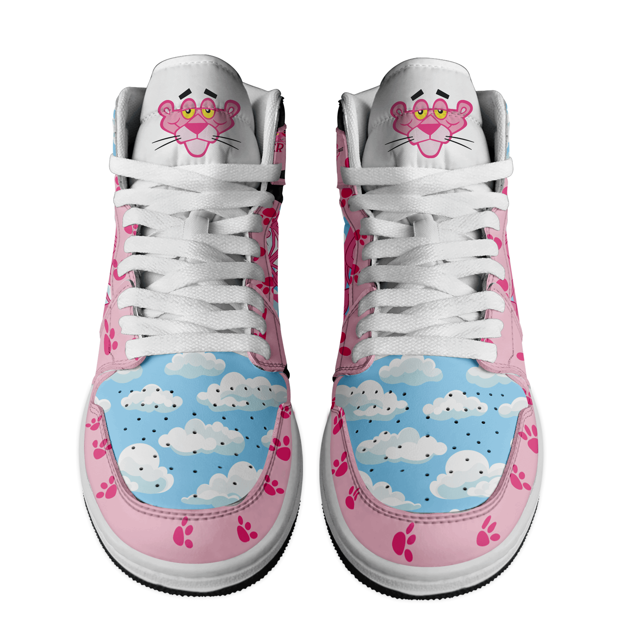 Pink Panther Personalized Cartoon High-Top Sneakers Shoes Custom Name Design For Men And Women - Image 2