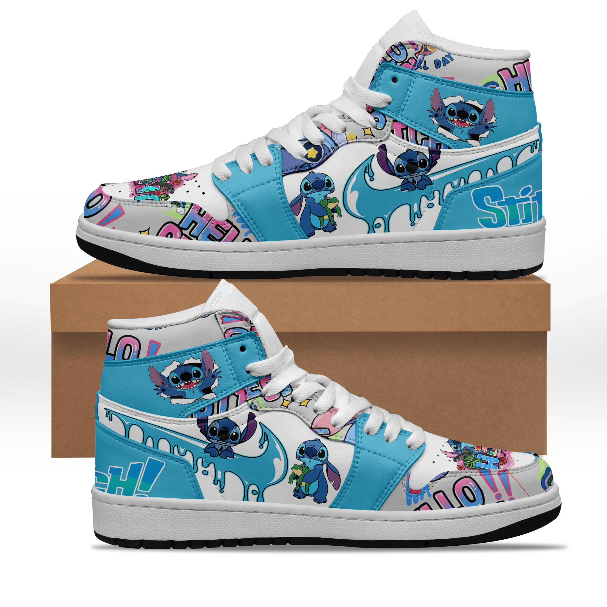 Stitch Personalized Cartoon High-Top Sneakers Shoes Custom Name Design For Men And Women - Image 2
